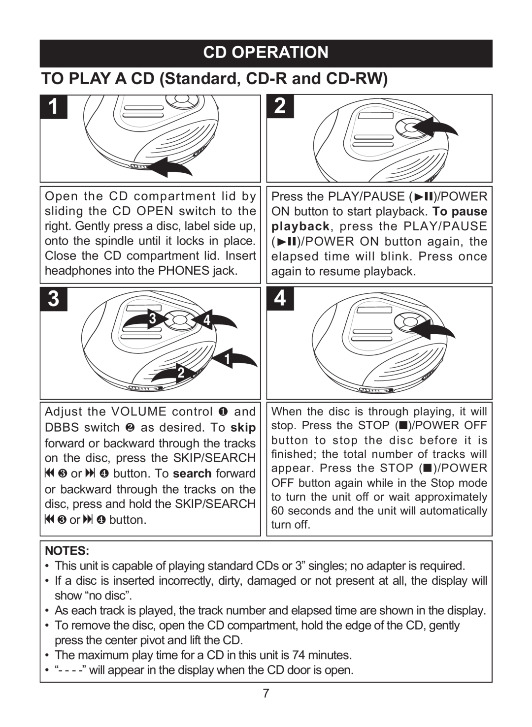 Memorex MD6460 manual Cd Operation, TO PLAY A CD Standard, CD-Rand CD-RW 