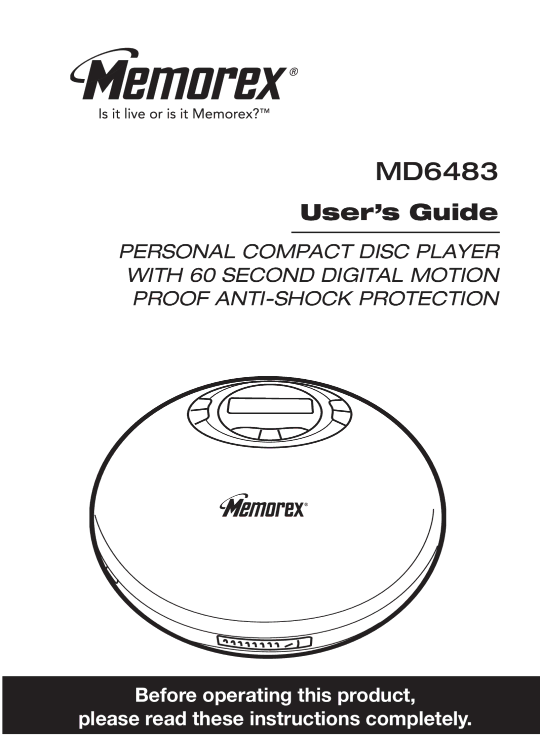 Memorex MD6483 manual 