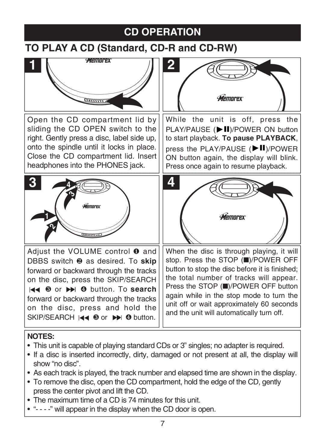 Memorex MD6483 manual CD Operation, To Play a CD Standard, CD-R and CD-RW 