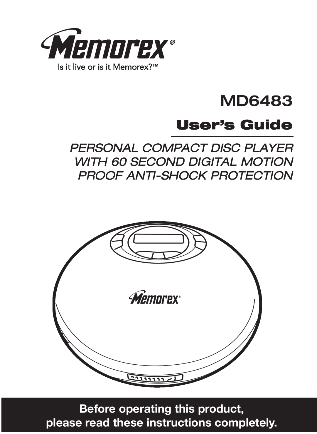 Memorex MD6483 manual User’s Guide, Before operating this product, please read these instructions completely 
