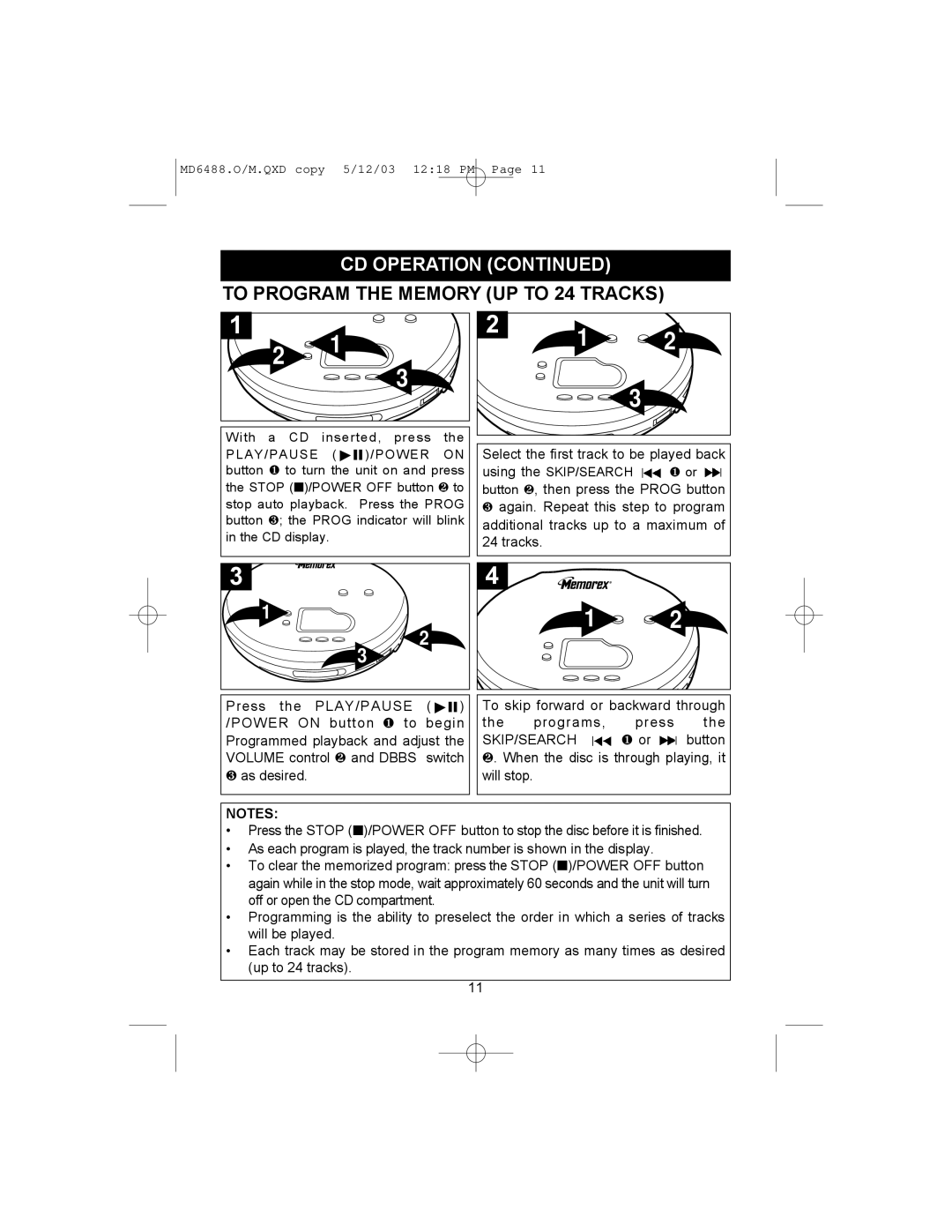 Memorex MD6488 manual To Program the Memory UP to 24 Tracks 