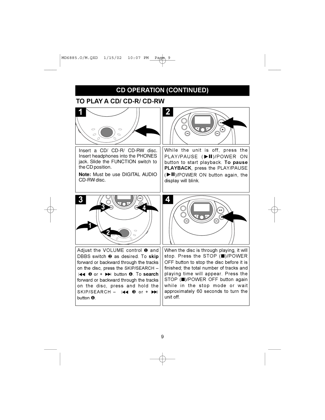 Memorex MD6868 manual To Play a CD/ CD-R/ CD-RW 