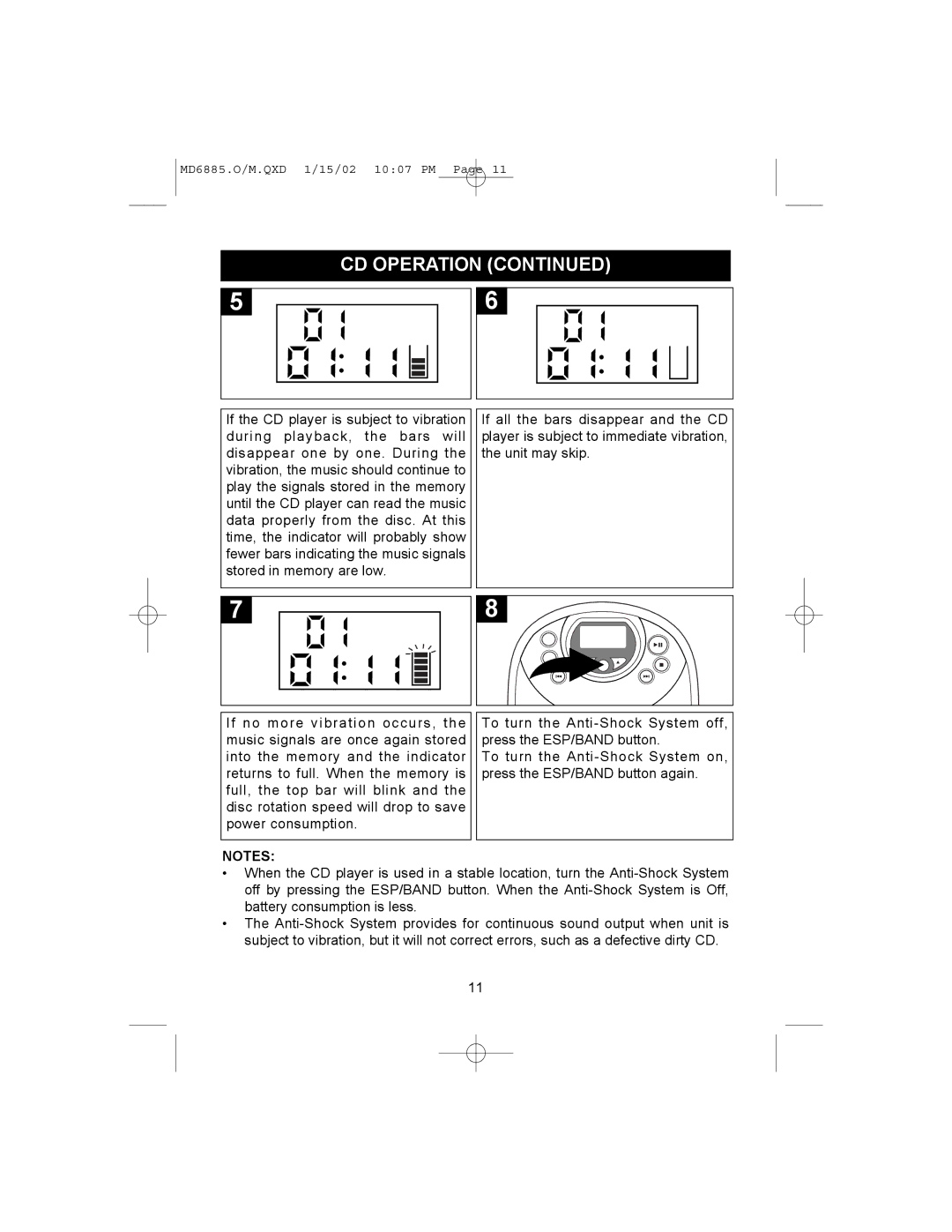 Memorex MD6868 manual CD Operation 