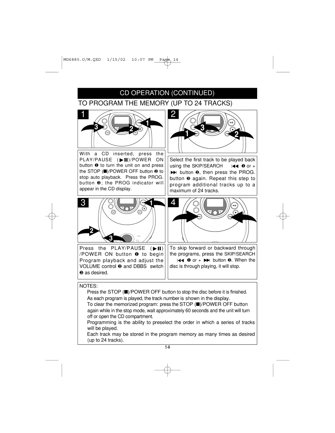 Memorex MD6868 manual To Program the Memory UP to 24 Tracks 