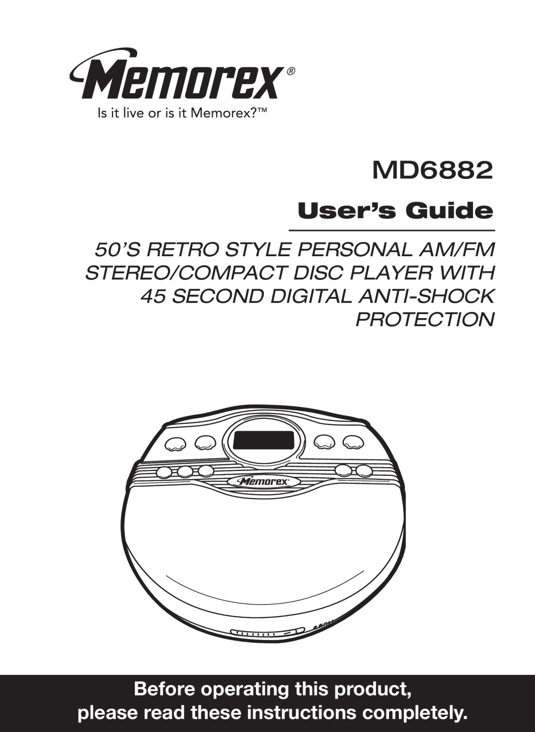 Memorex MD6882 manual 