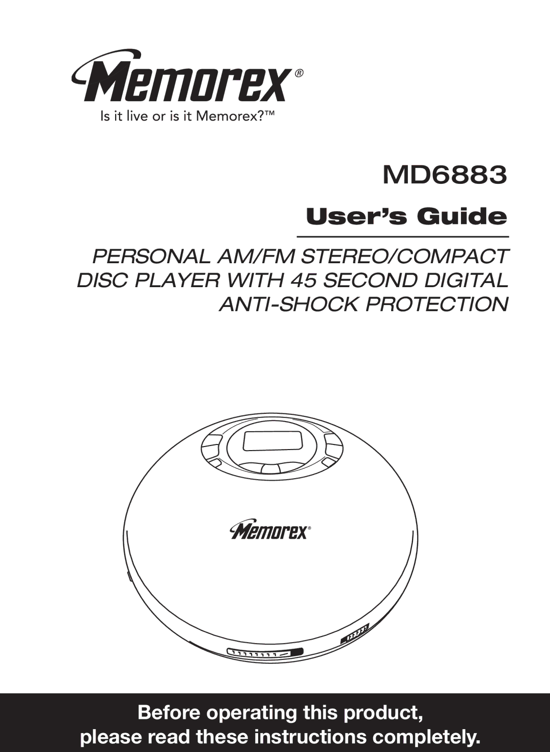 Memorex MD6883 manual 