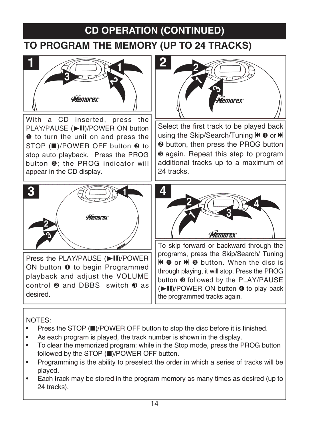 Memorex MD6883 manual To Program the Memory UP to 24 Tracks 