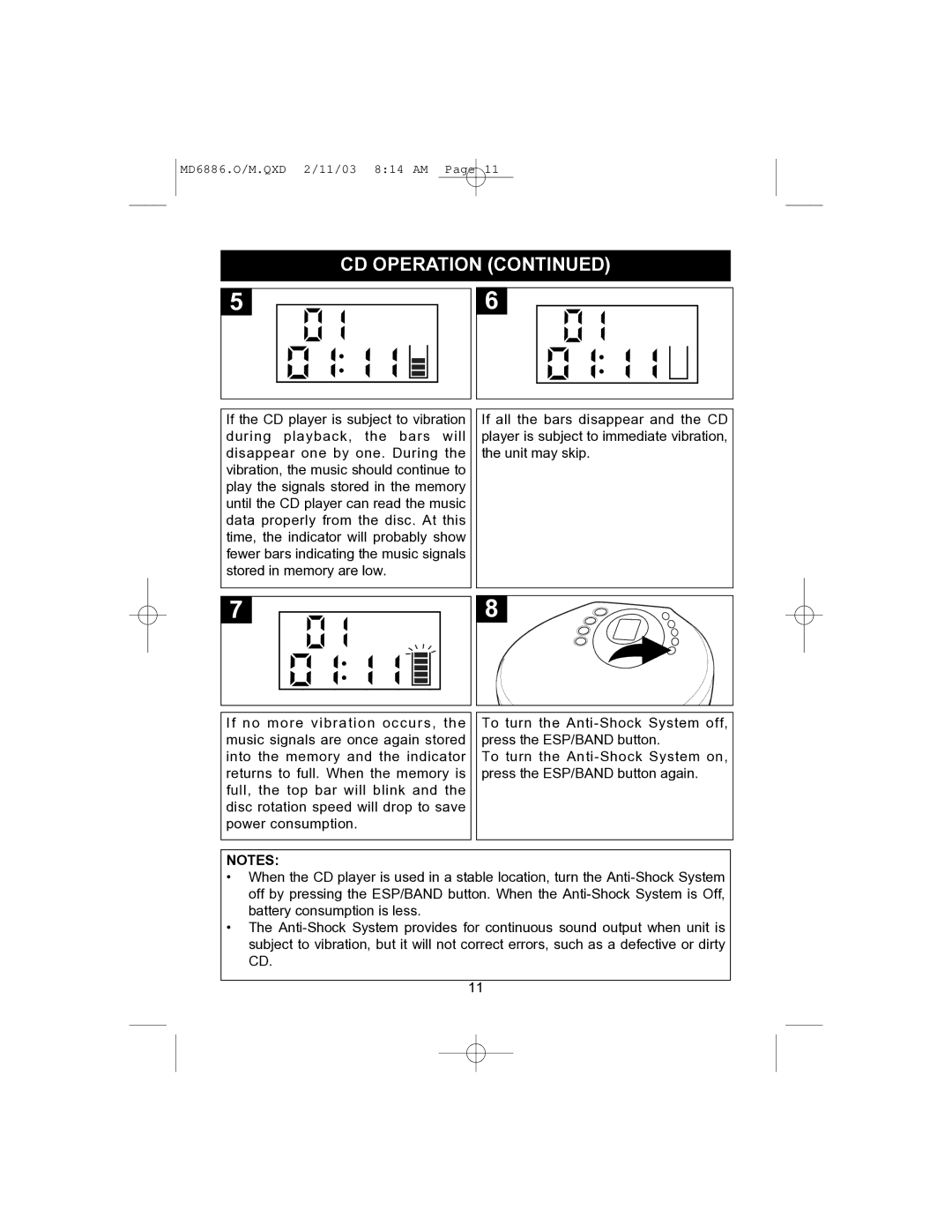 Memorex MD6886 operating instructions CD Operation 