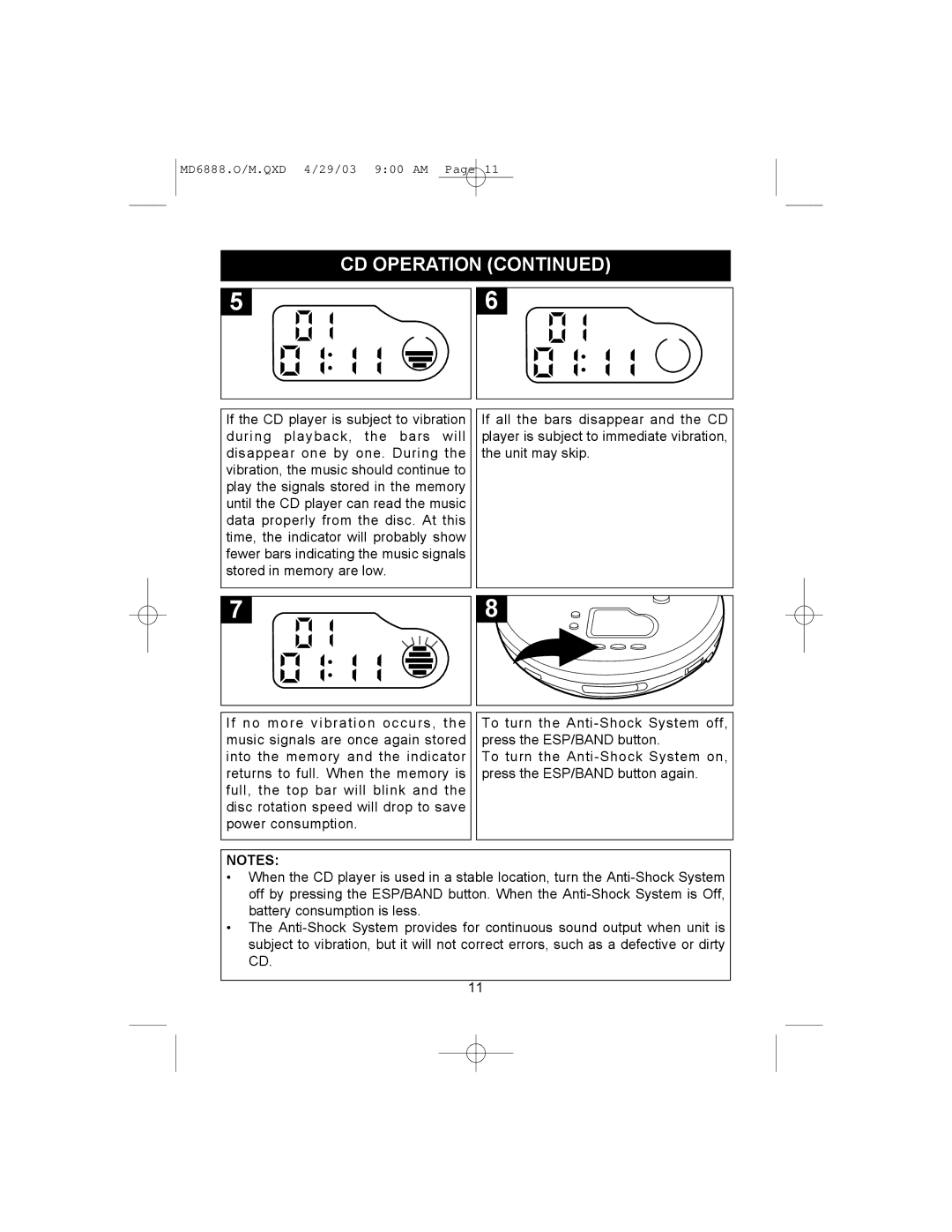 Memorex MD6888 manual CD Operation 