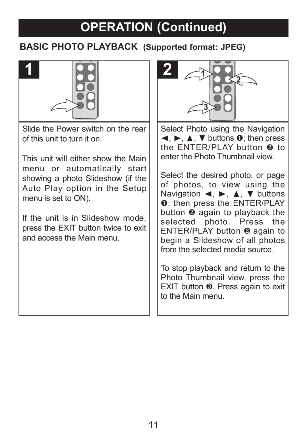 Memorex MDF8402-LWD, MDF8402-DWD manual Basic Photo Playback Supported format Jpeg 