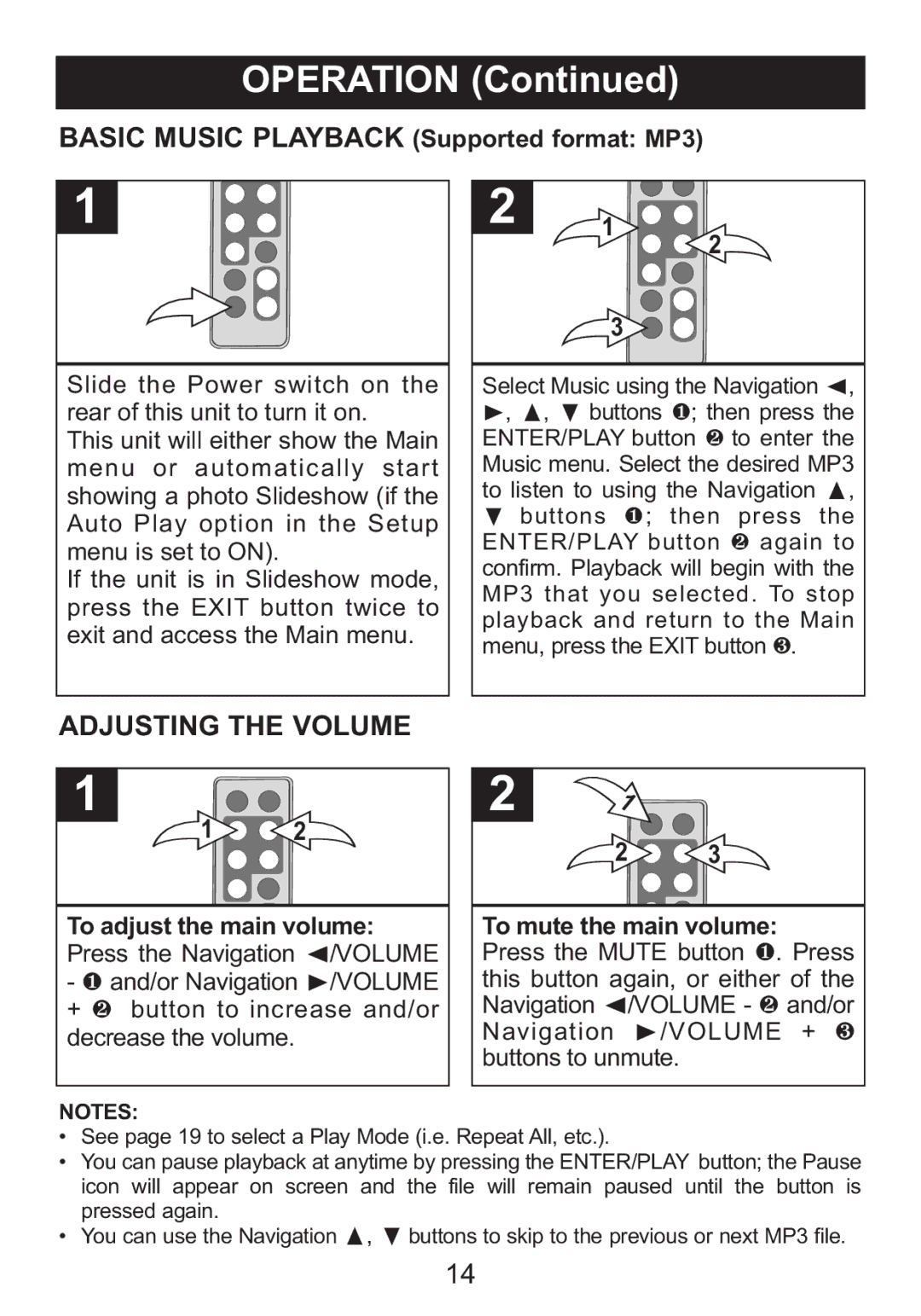 Memorex MDF8402-DWD, MDF8402-LWD manual Adjusting the Volume, Basic Music Playback Supported format MP3 