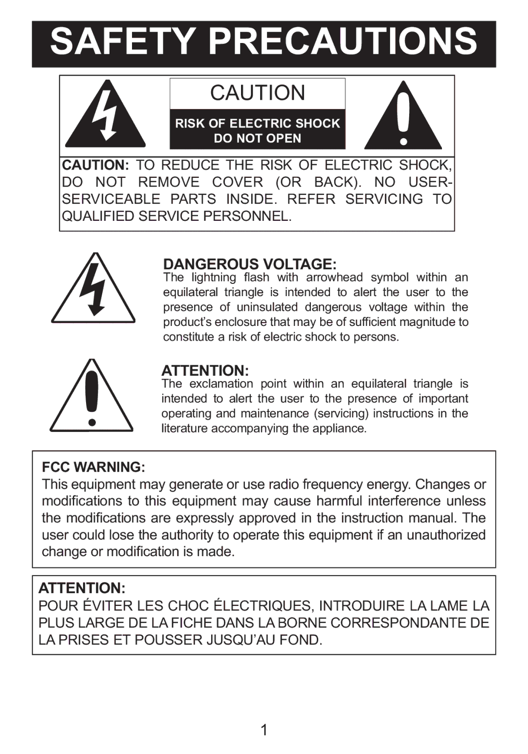 Memorex MDF8402-LWD, MDF8402-DWD manual Safety Precautions 