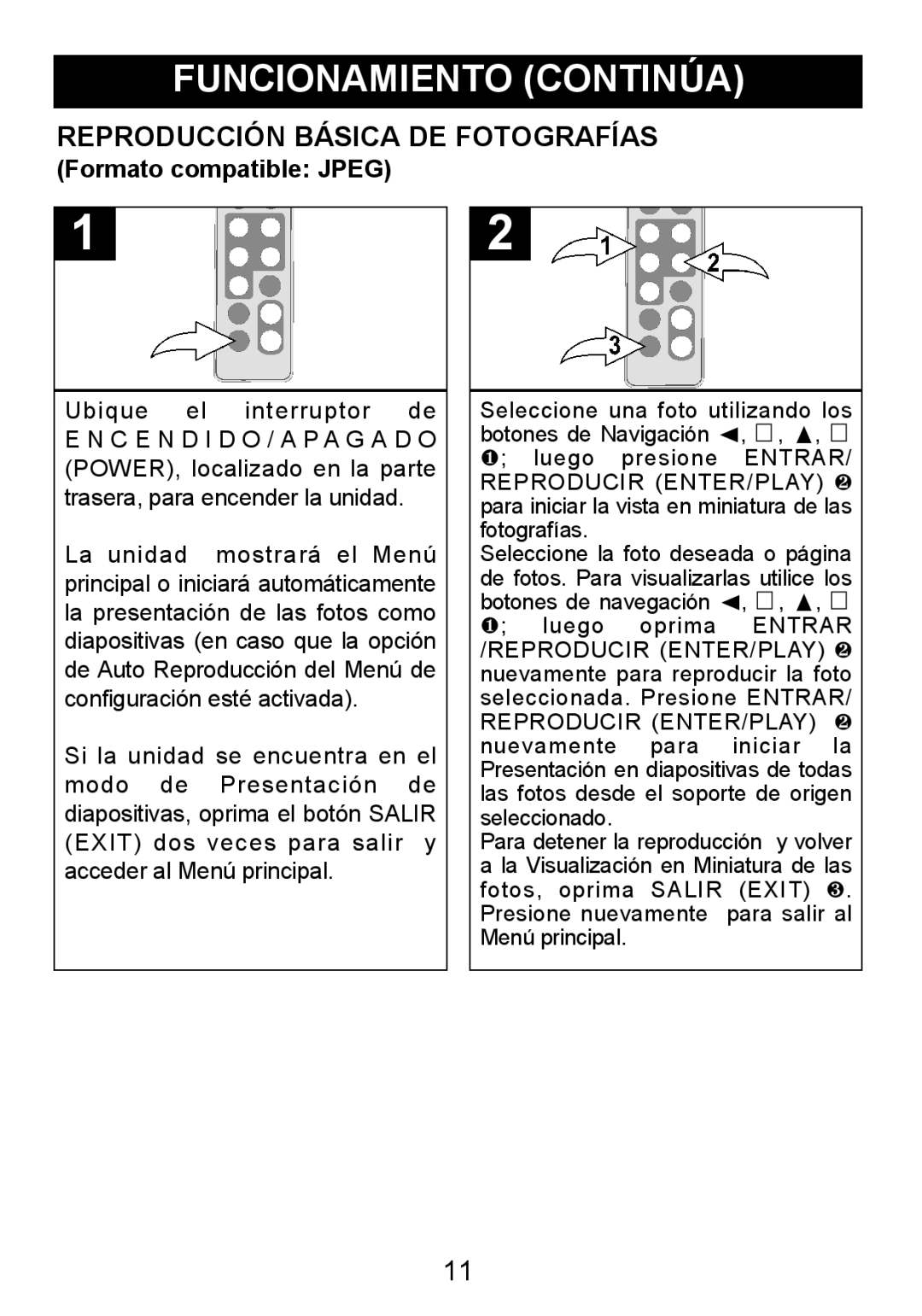 Memorex MDF8402-DWD, MDF8402-LWD manual Funcionamiento Continúa, Reproducción Básica DE Fotografías 