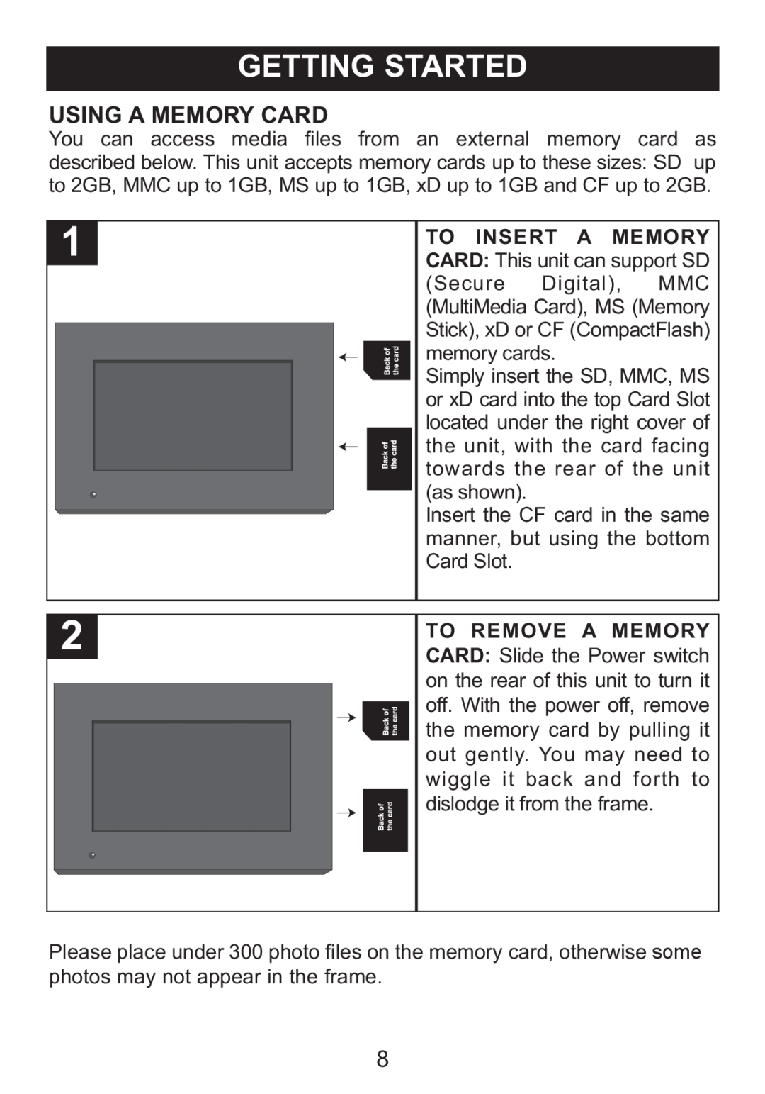 Memorex MDF8402-LWD, MDF8402-DWD manual Using A Memory Card 