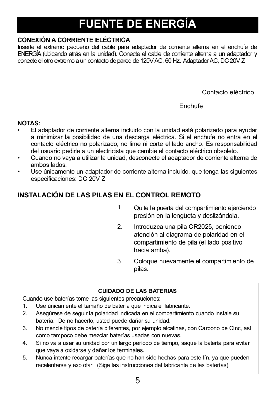 Memorex Mi1006 manual Instalación DE LAS Pilas EN EL Control Remoto 