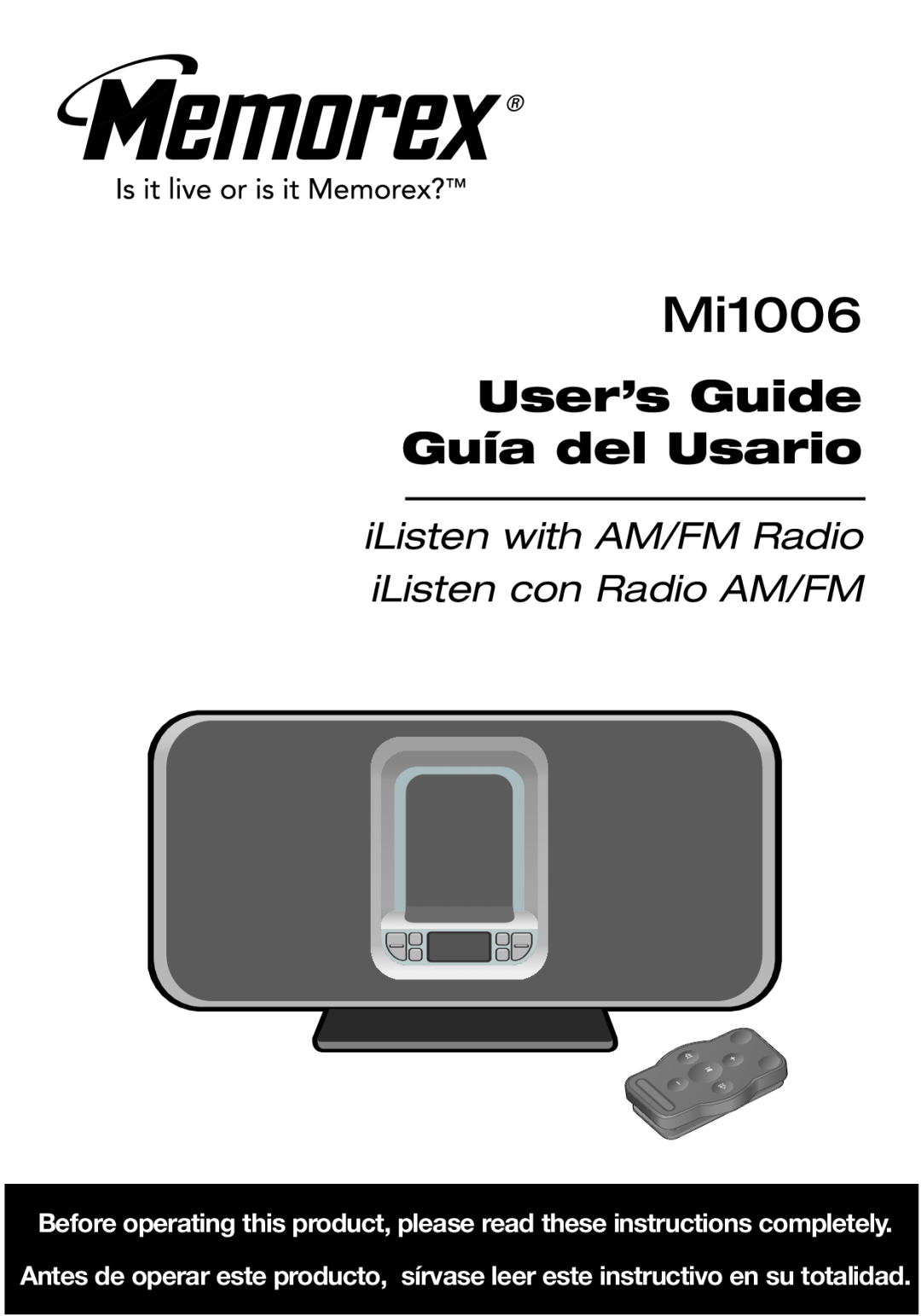 Memorex Mi1006 manual User’s Guide Guía del Usario, iListen with AM/FM Radio iListen con Radio AM/FM 