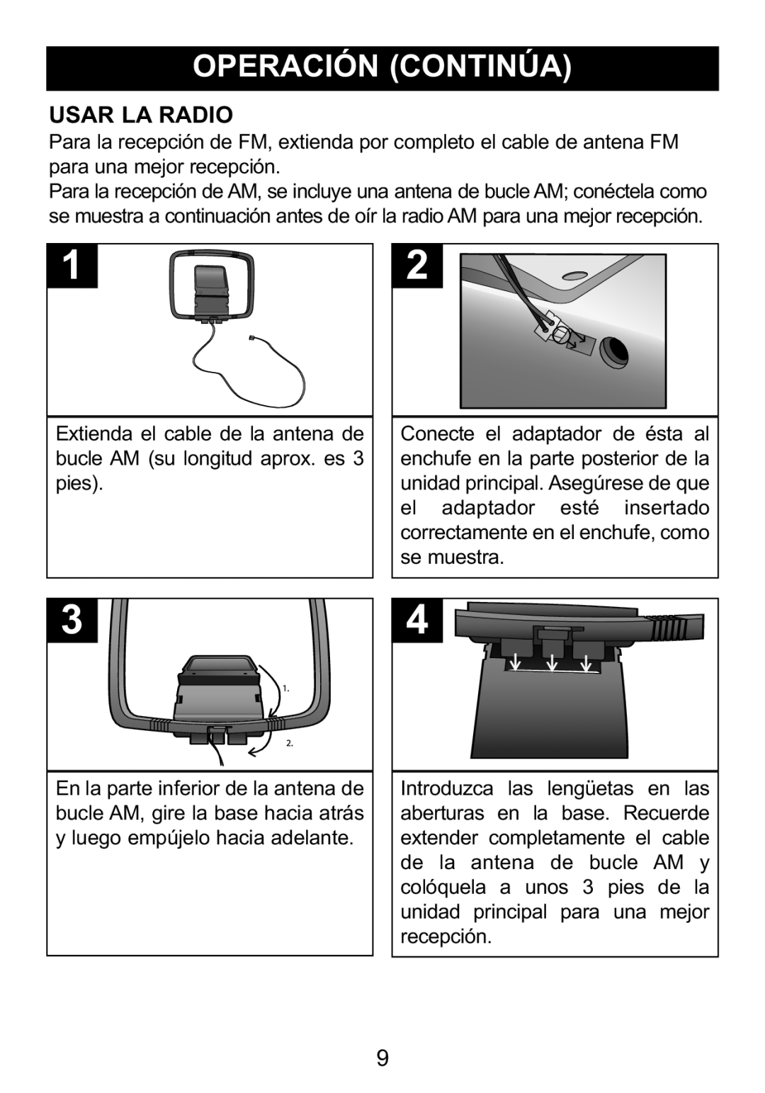 Memorex Mi1006 manual Usar La Radio 