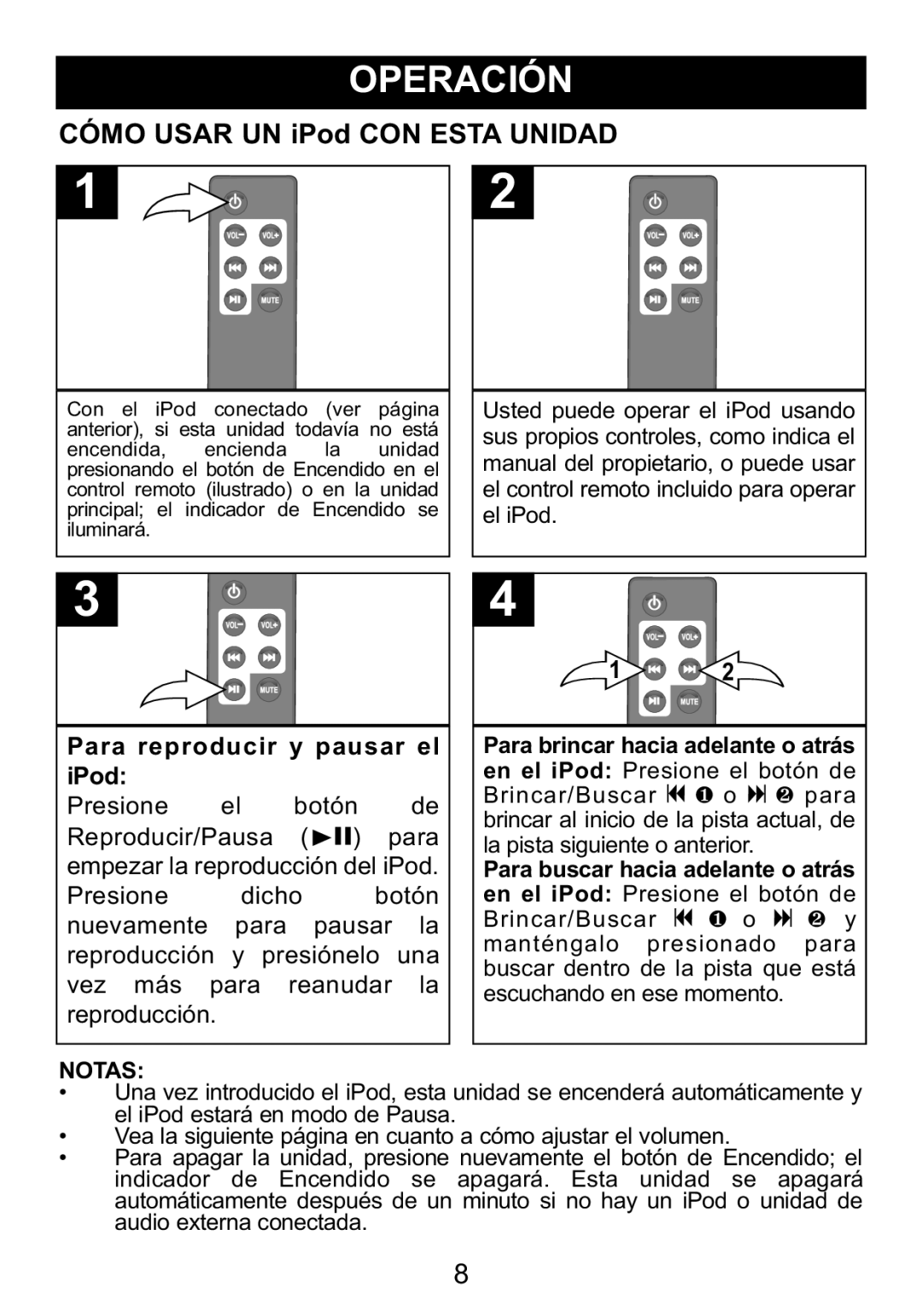 Memorex Mi2031-PNK, Mi2031-BLK manual Cómo Usar UN iPod CON Esta Unidad, IPod 