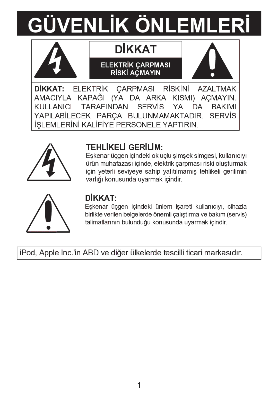 Memorex mi2290 manual Tehlİkelİ Gerİlİm, Dİkkat 