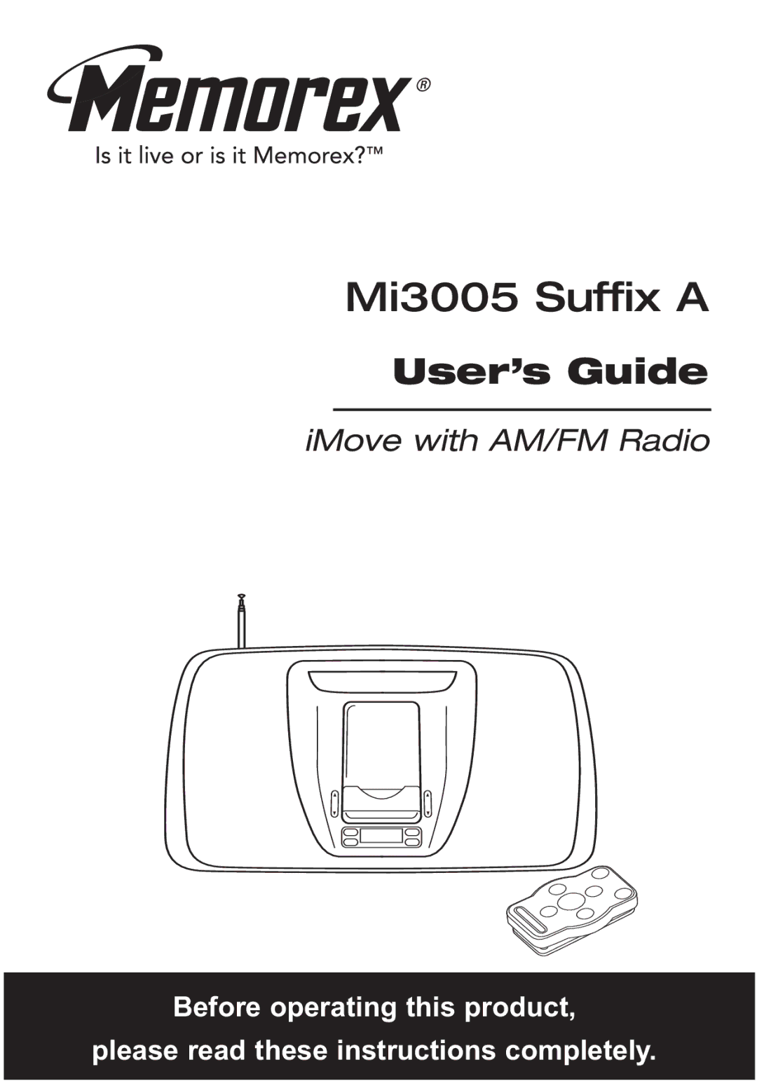 Memorex MI3005 manual Mi3005 Suffix a 