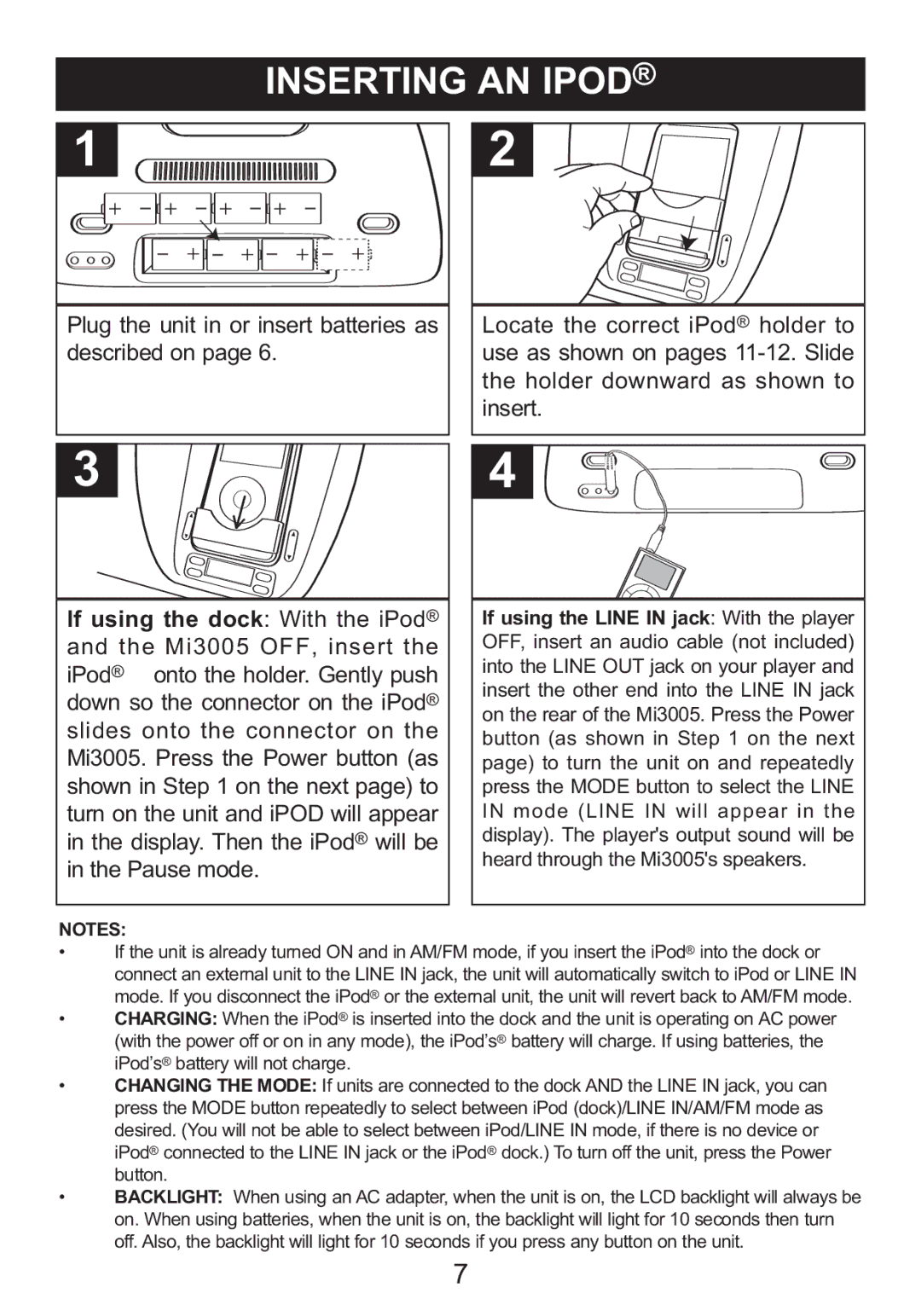 Memorex MI3005 manual If using the dock With the iPod 