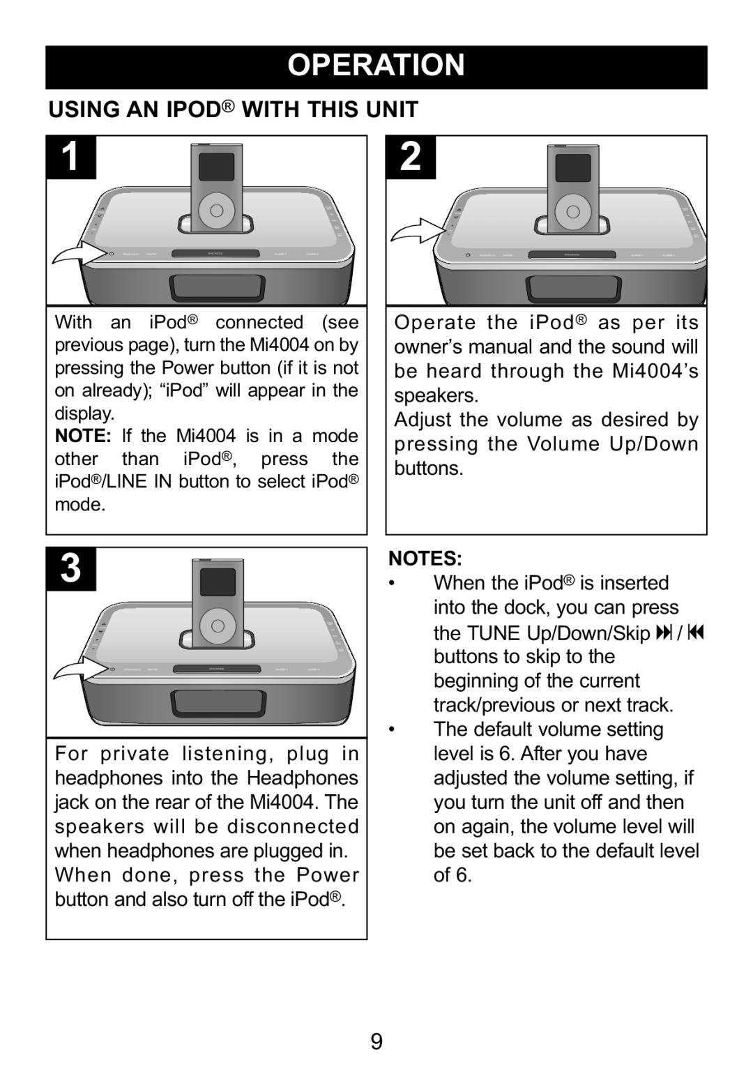 Memorex Mi4004 manual Using AN Ipod with this Unit 