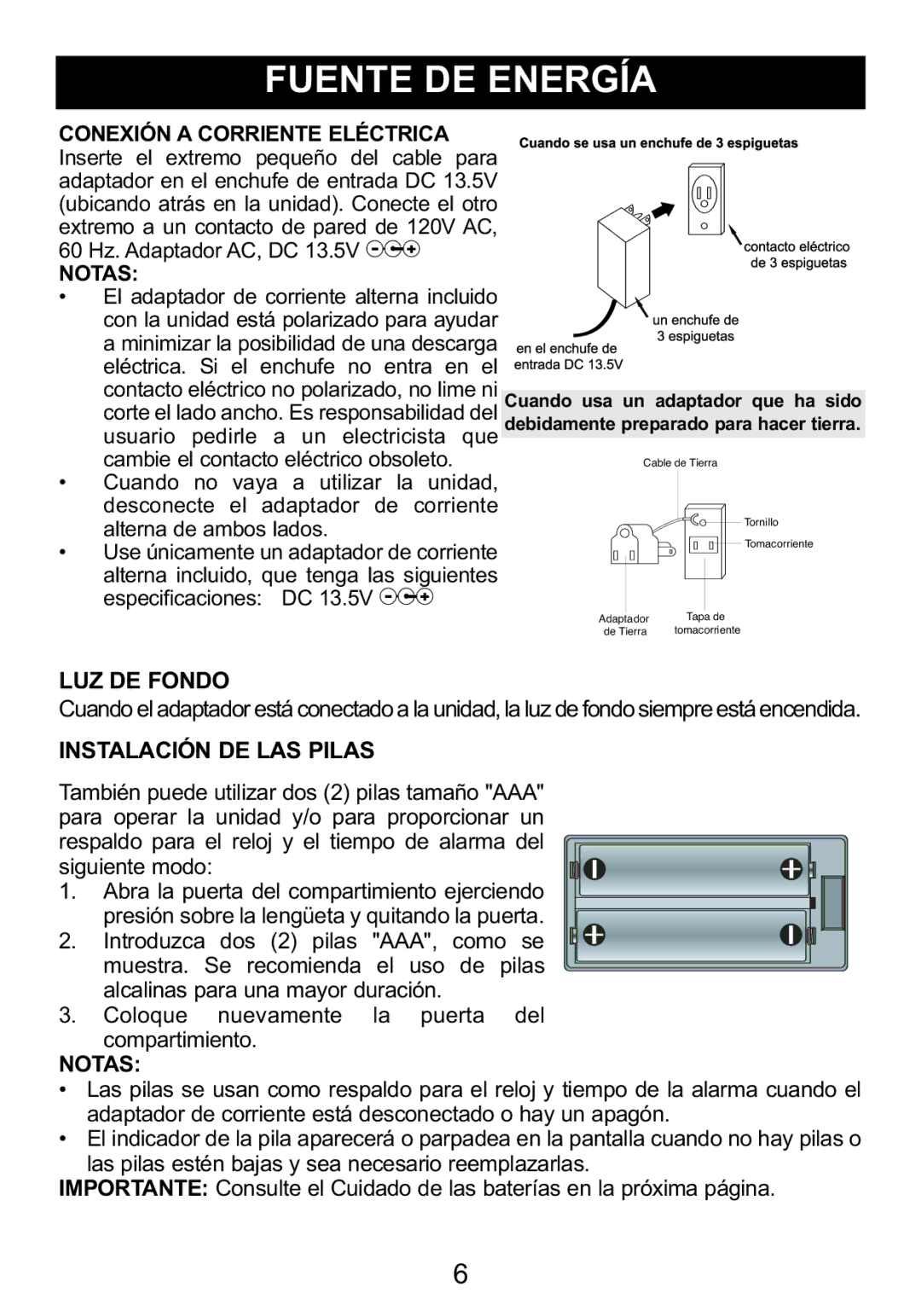 Memorex Mi4004 manual Conexión a Corriente Eléctrica, Notas 