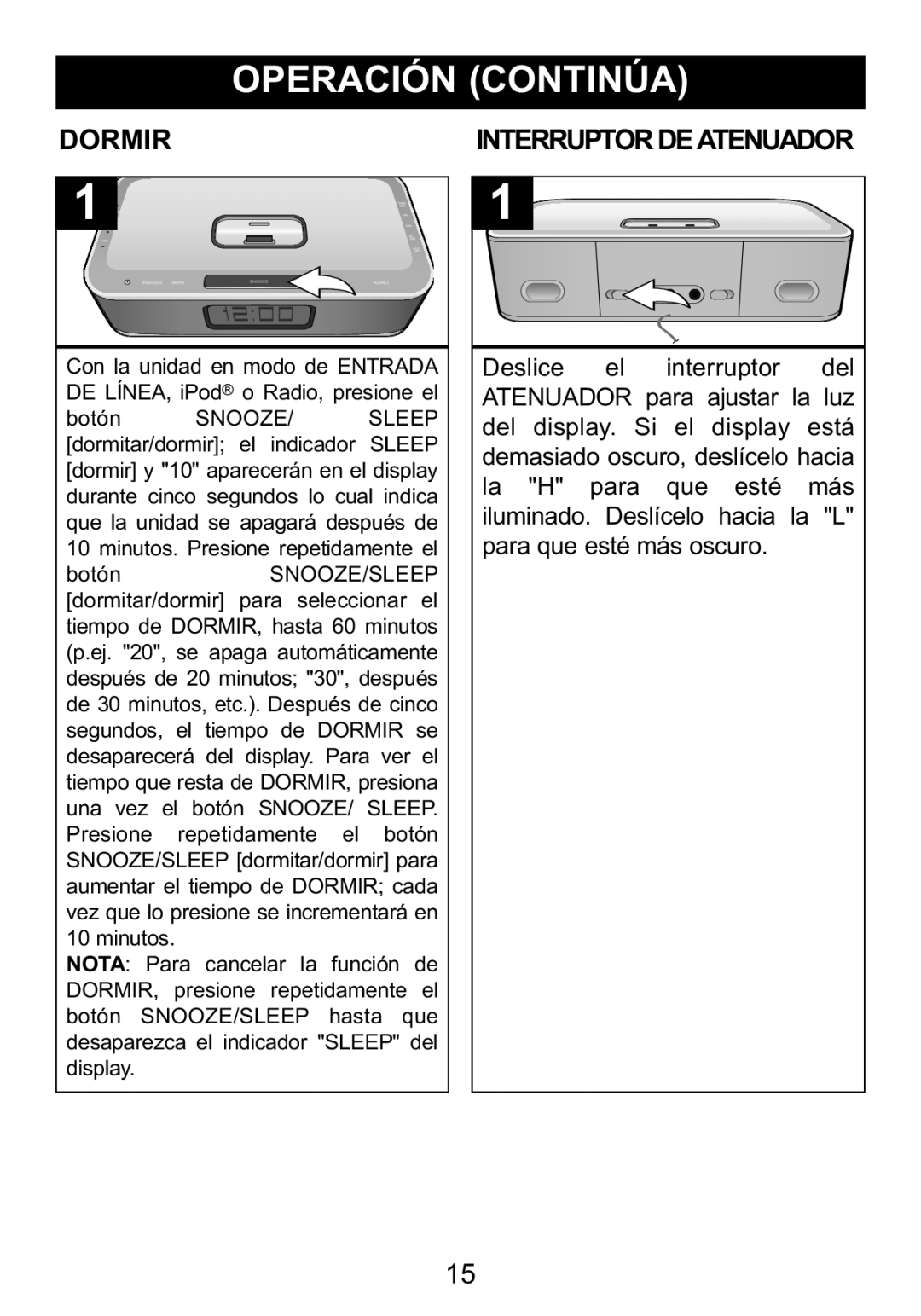 Memorex Mi4004 manual Dormirinterruptor Deatenuador 