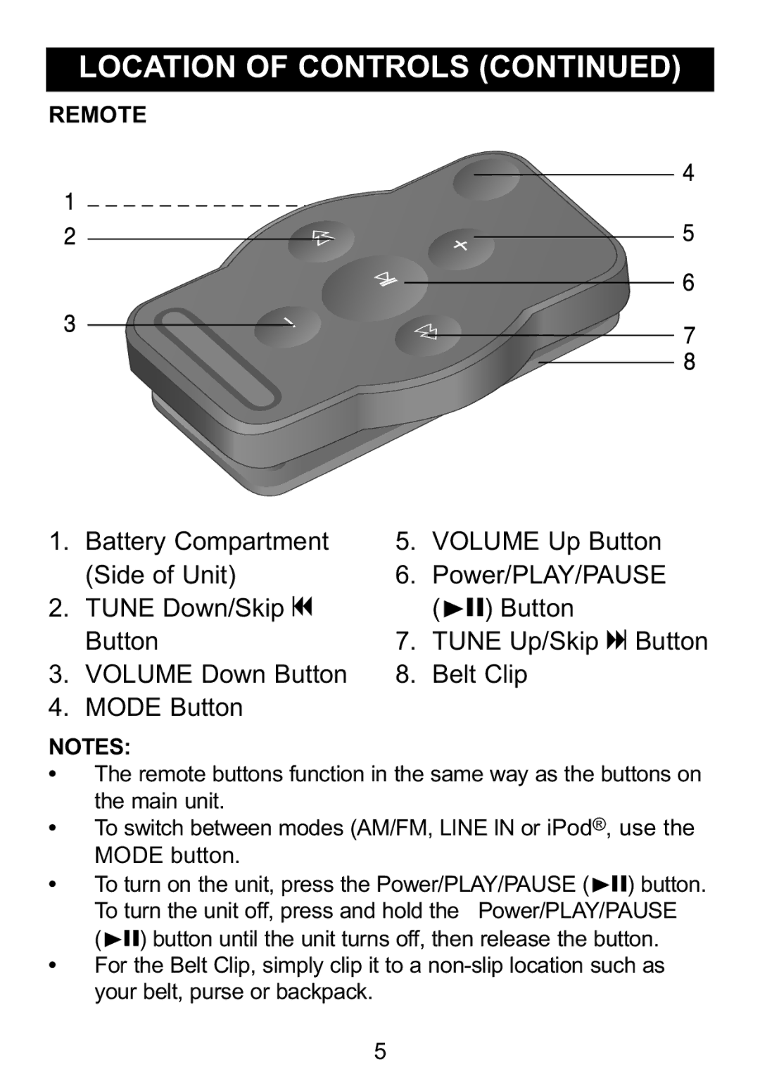 Memorex Mi4004 manual Remote, Button until the unit turns off, then release the button 