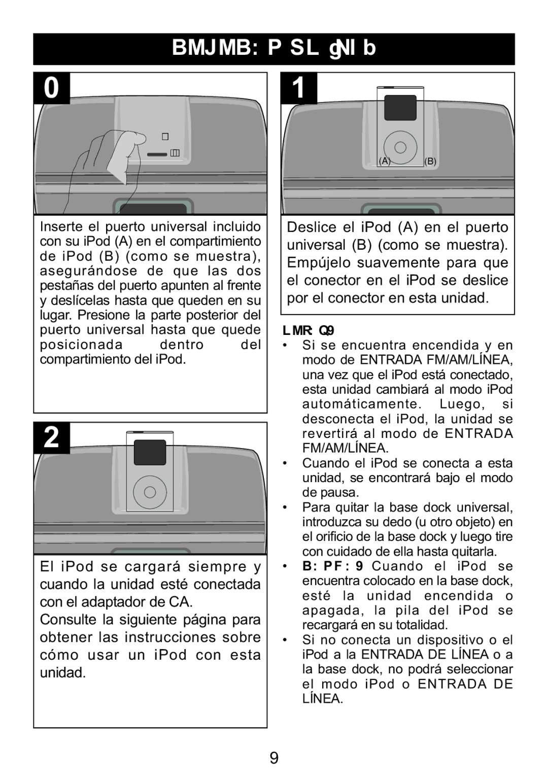 Memorex Mi4014 manual Fm/Am/Línea, Carga 