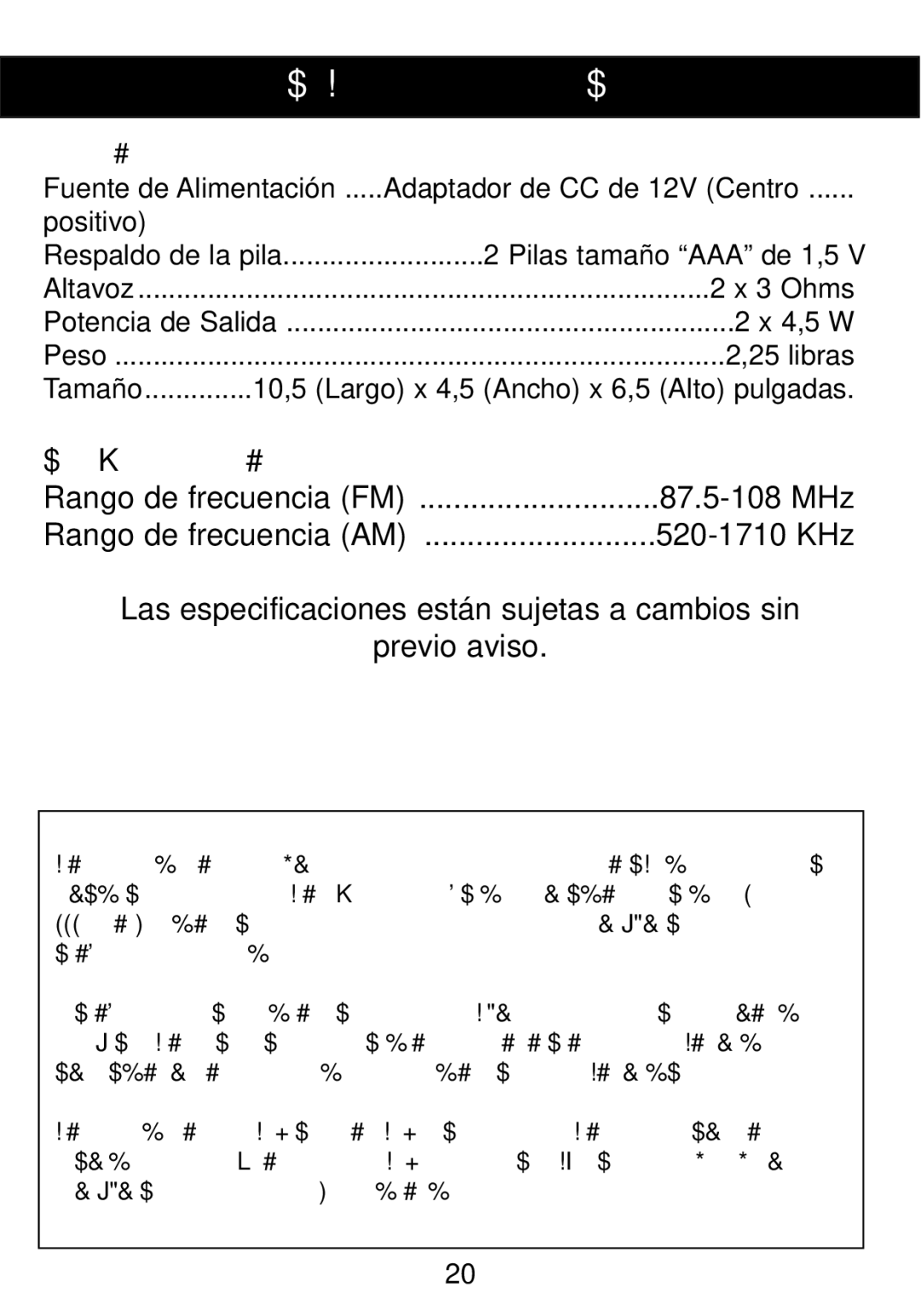 Memorex Mi4014 manual Especificaciones, General 