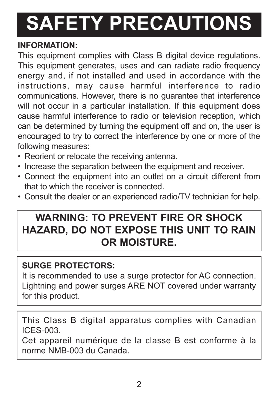 Memorex Mi4014 Safety Precautions, Warning To Prevent Fire Or Shock, Hazard, Do Not Expose This Unit To Rain Or Moisture 