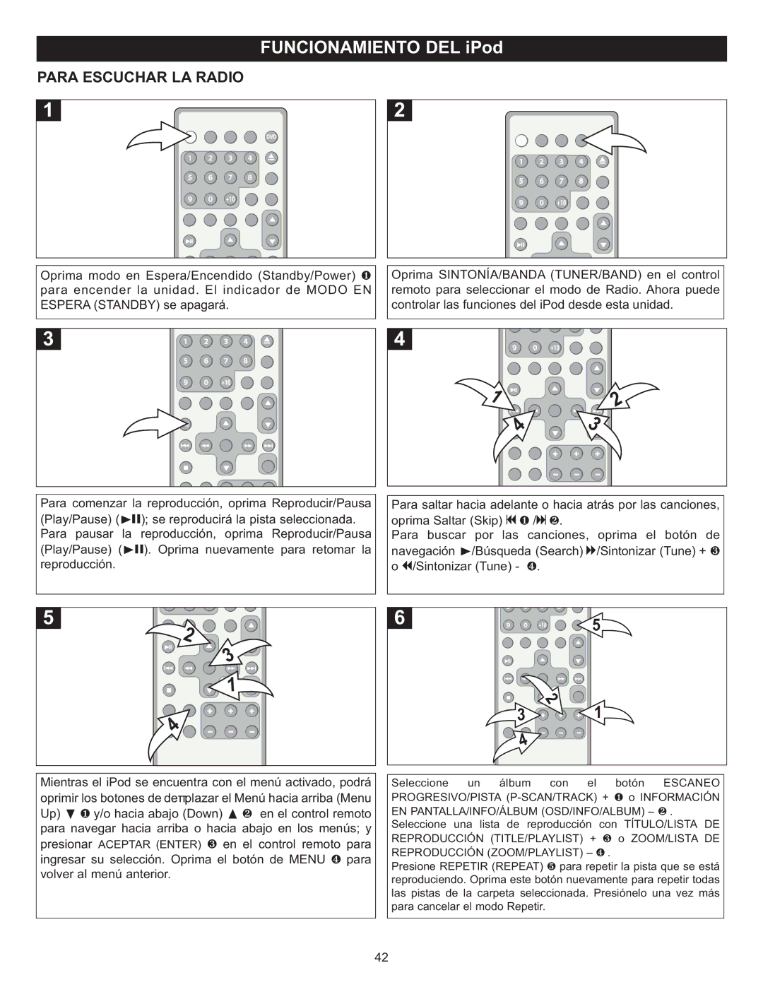 Memorex MIHT5005 manual Para Escuchar LA Radio, Reproducción ZOOM/PLAYLIST 