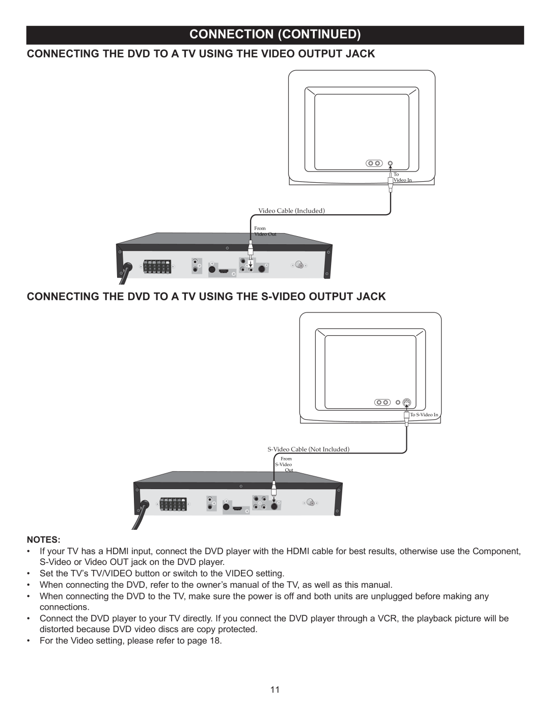 Memorex MIHT5005 manual • For the Video setting, please refer to page 