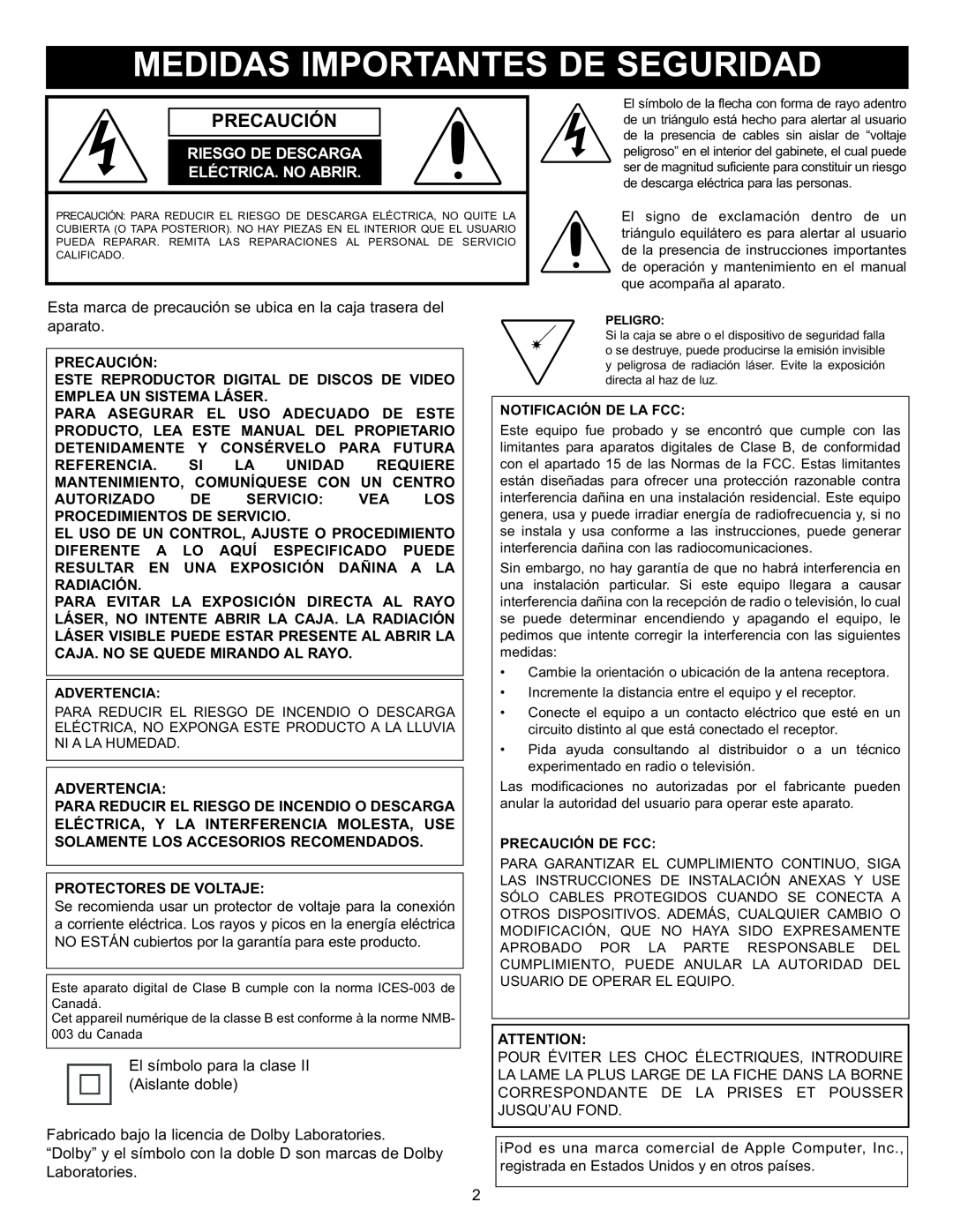 Memorex MIHT5005 manual Precaución, Riesgo De Descarga, Eléctrica.No Abrir 