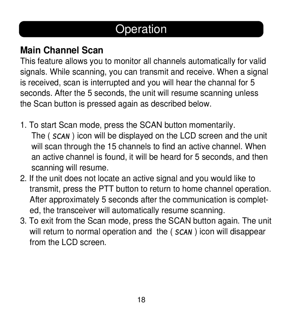 Memorex MK1995 instruction manual Main Channel Scan 