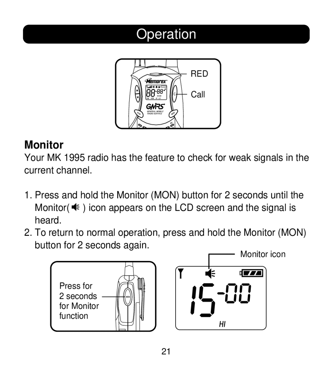 Memorex MK1995 instruction manual Monitor 