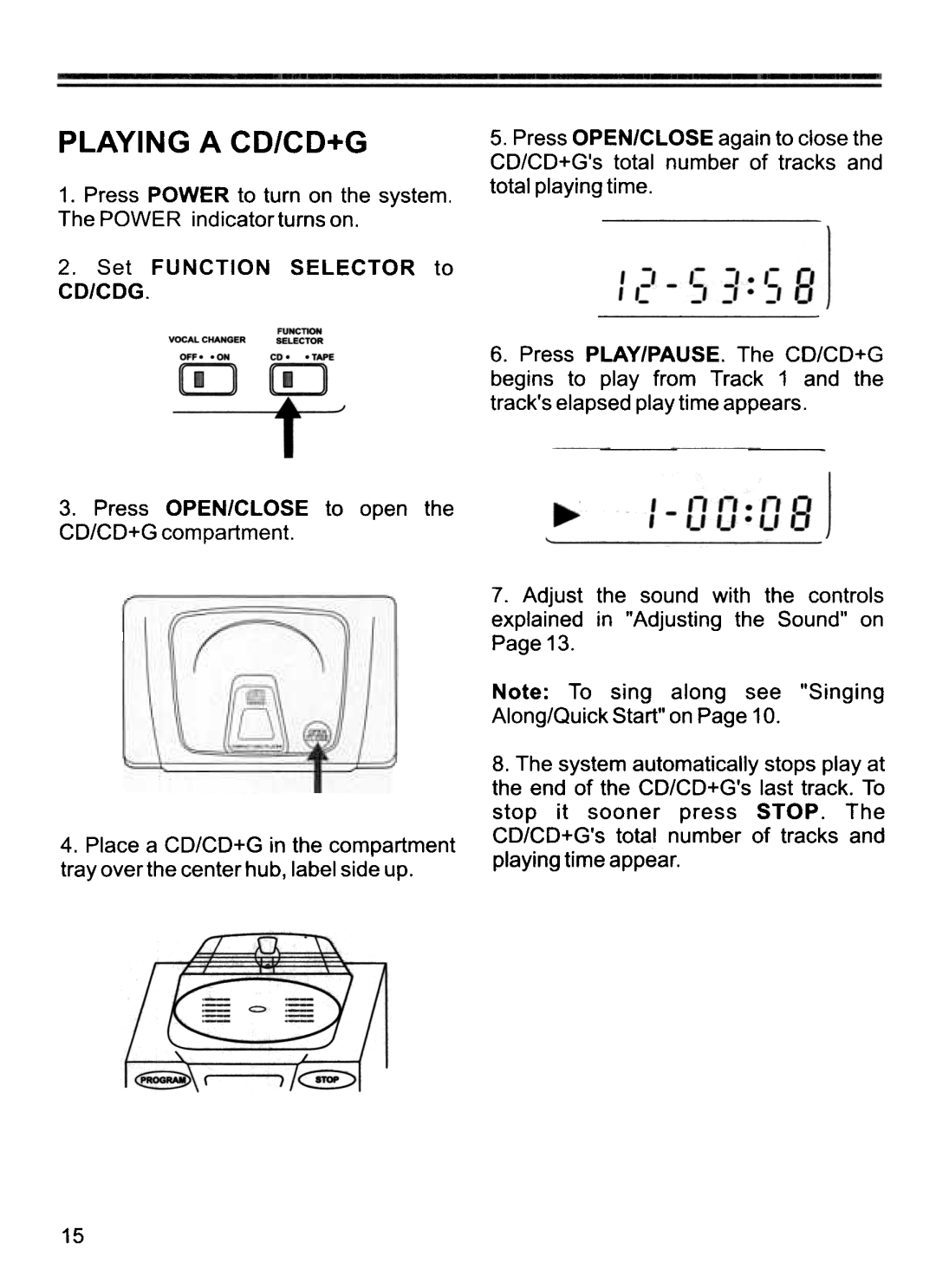 Memorex MKS 3001 manual Playing a CD/CD+G 