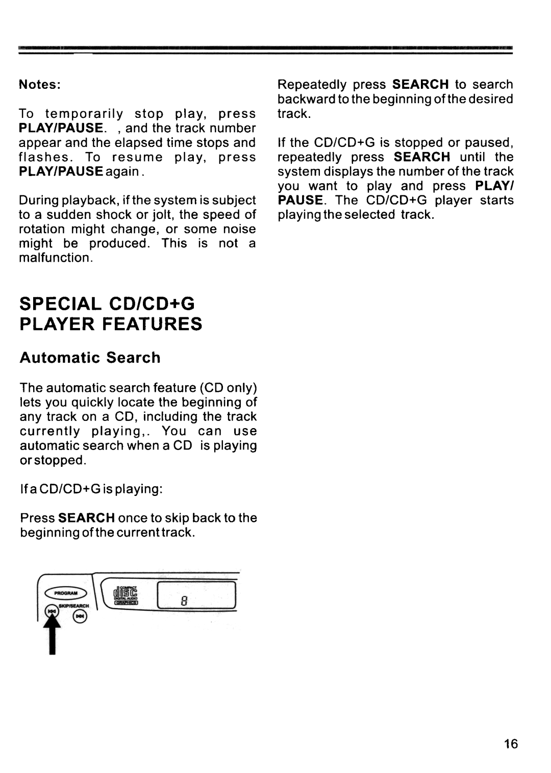 Memorex MKS 3001 manual Player Features, Automatic Search 