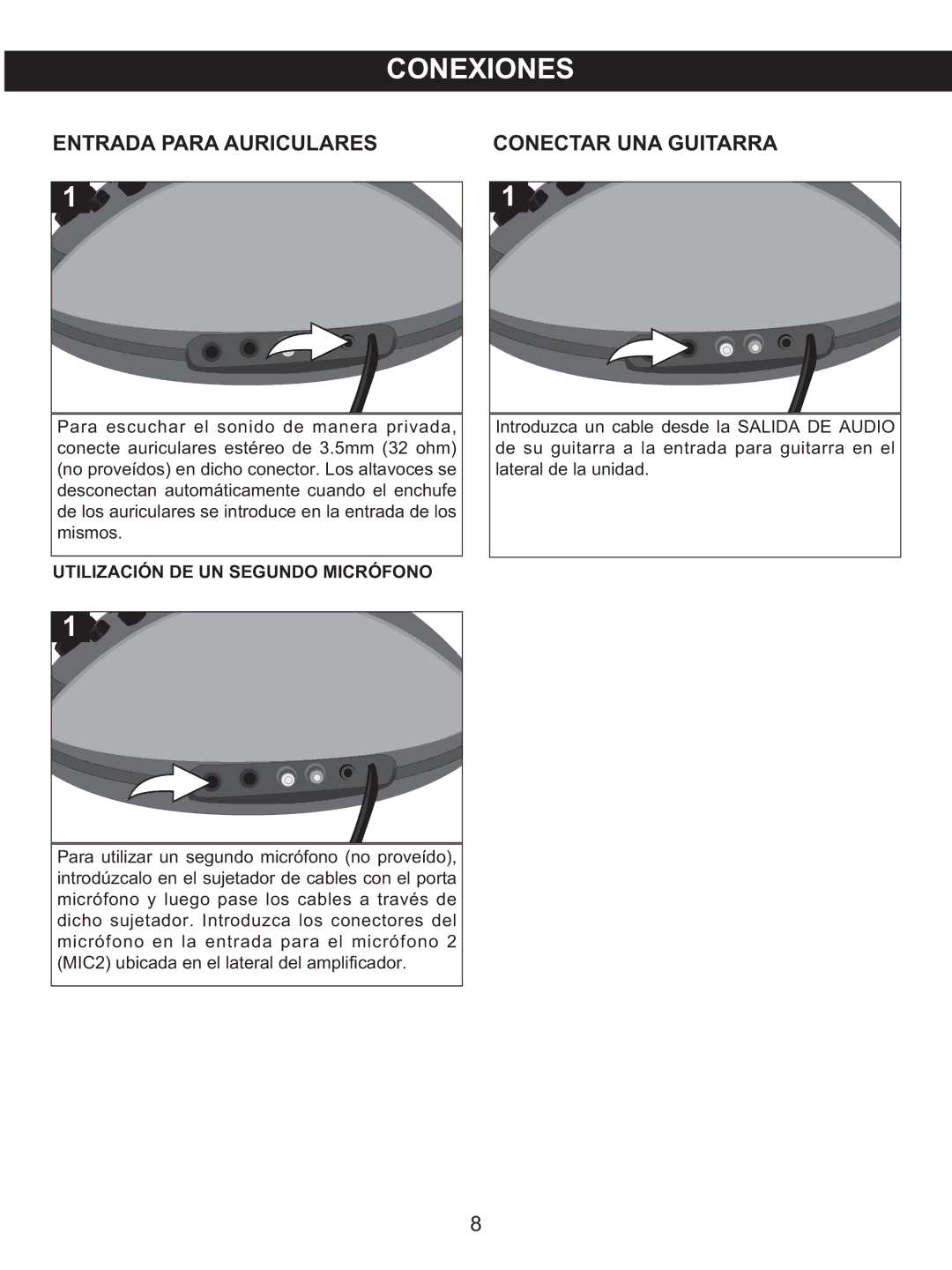 Memorex MKS-SS1 manual Entrada Para Auriculares, Utilización DE UN Segundo Micrófono 