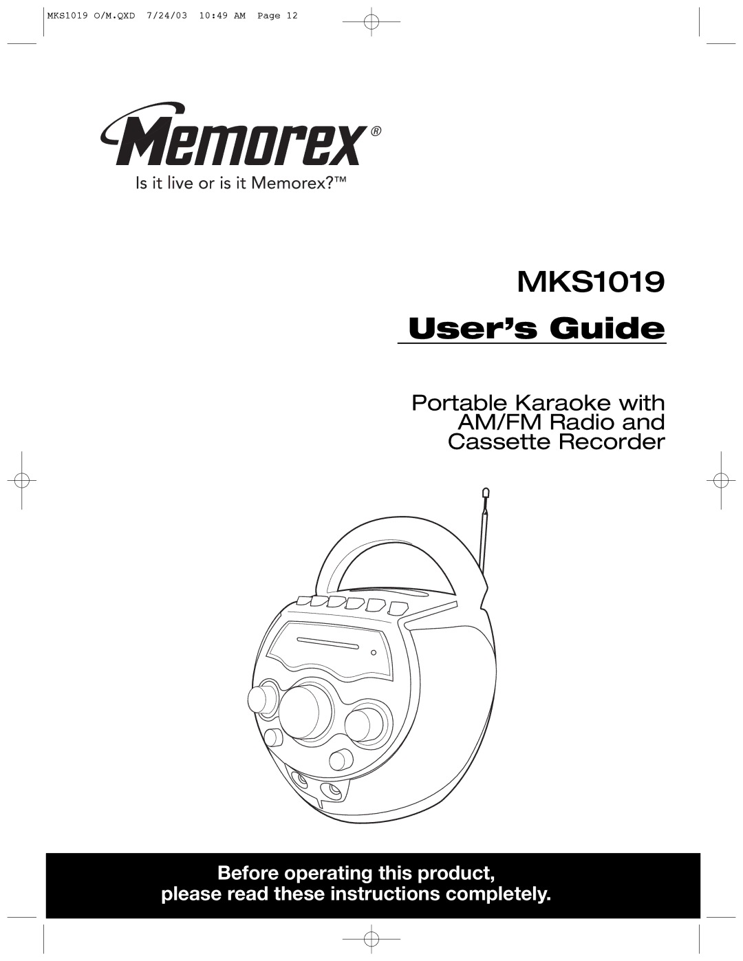 Memorex MKS1019 manual User’s Guide 