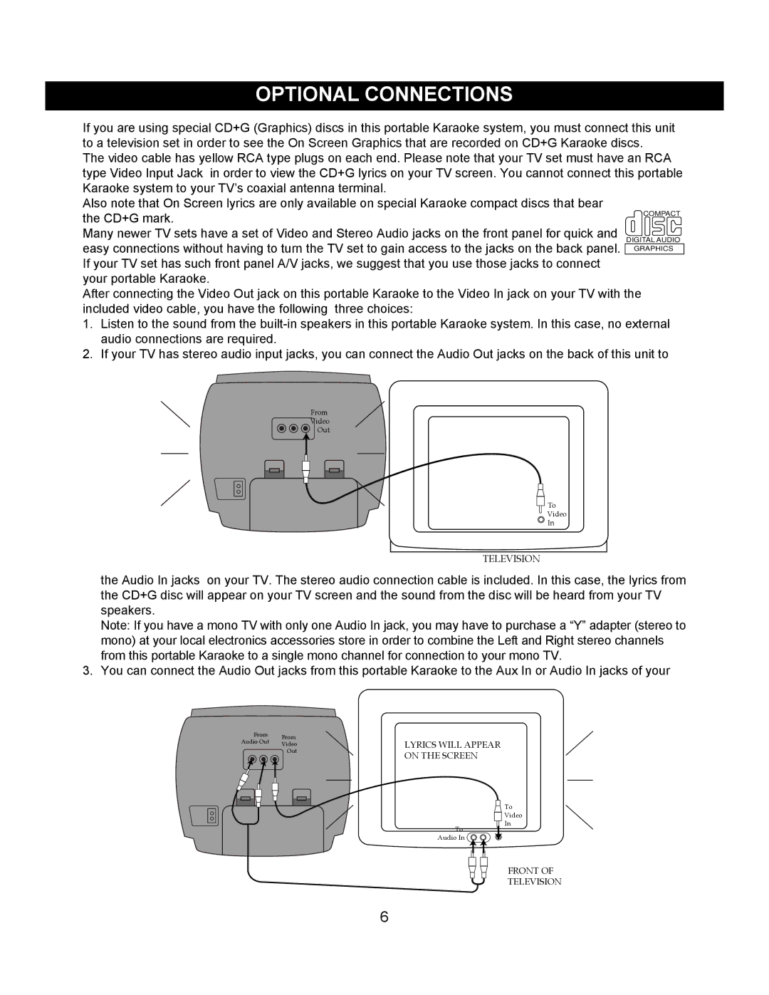 Memorex MKS2111 operating instructions Optional Connections 