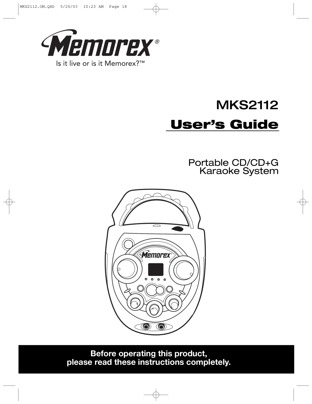 Memorex MKS2112 manual User’s Guide 