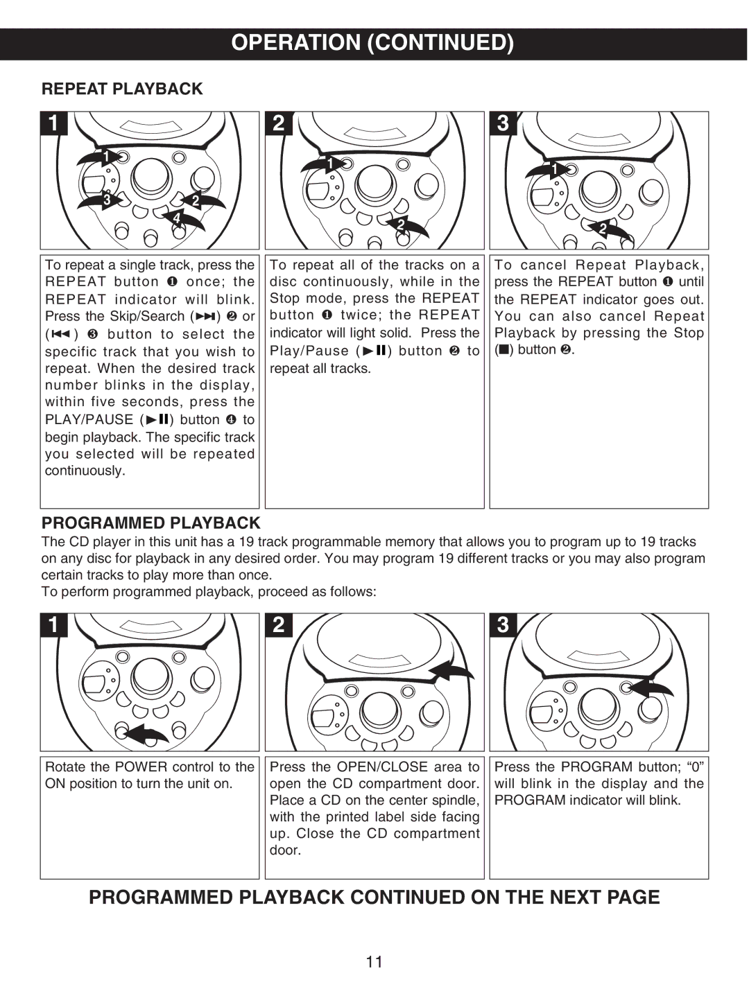 Memorex MKS2114 manual Repeat Playback, Programmed Playback 