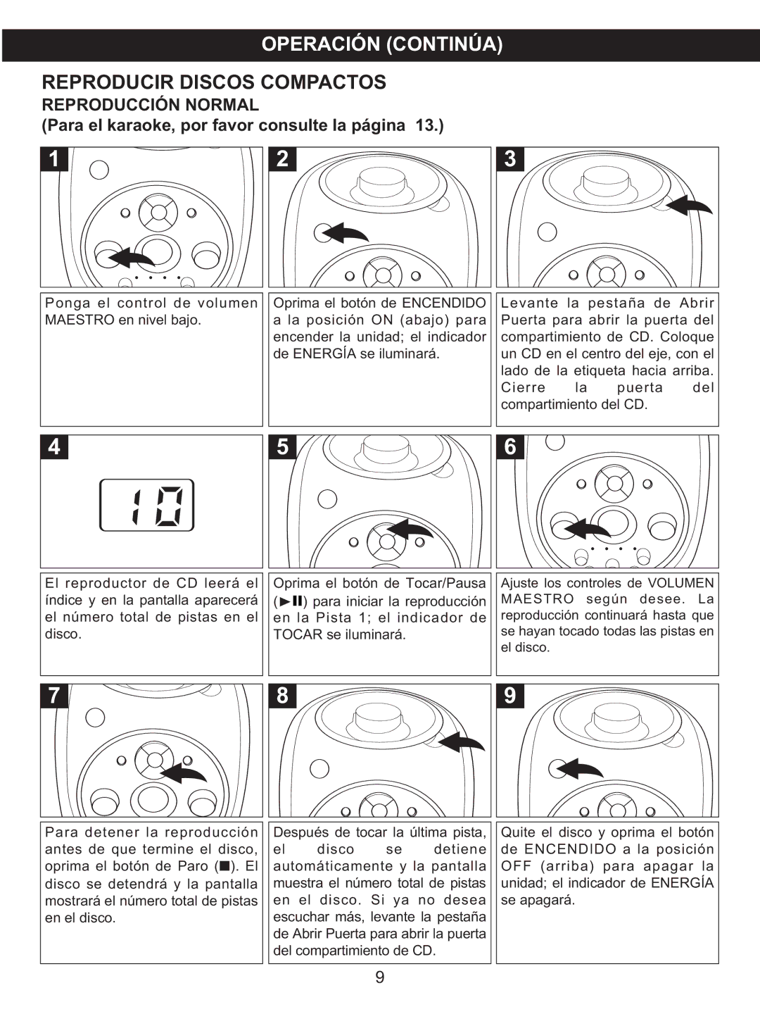 Memorex MKS2115 manual Operación Continúa, Reproducción Normal 