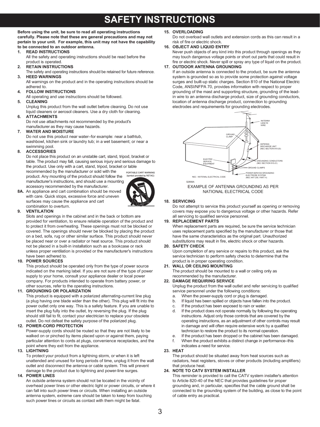 Memorex MKS2115 manual Overloading 