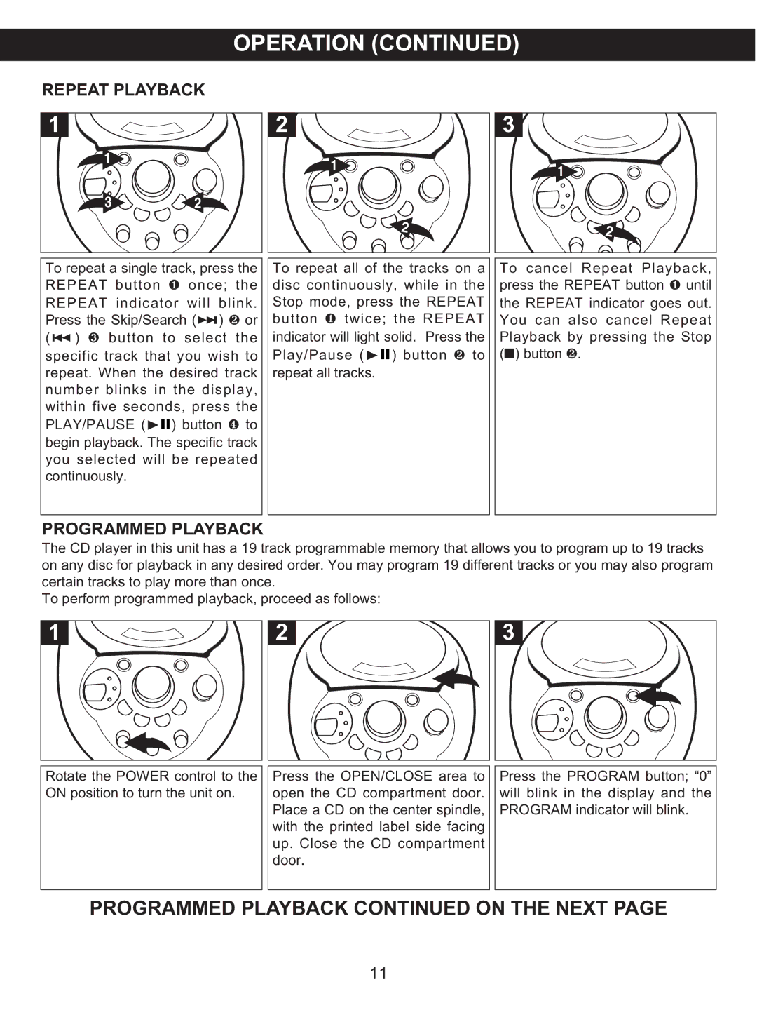 Memorex MKS2116 manual Repeat Playback, Programmed Playback 