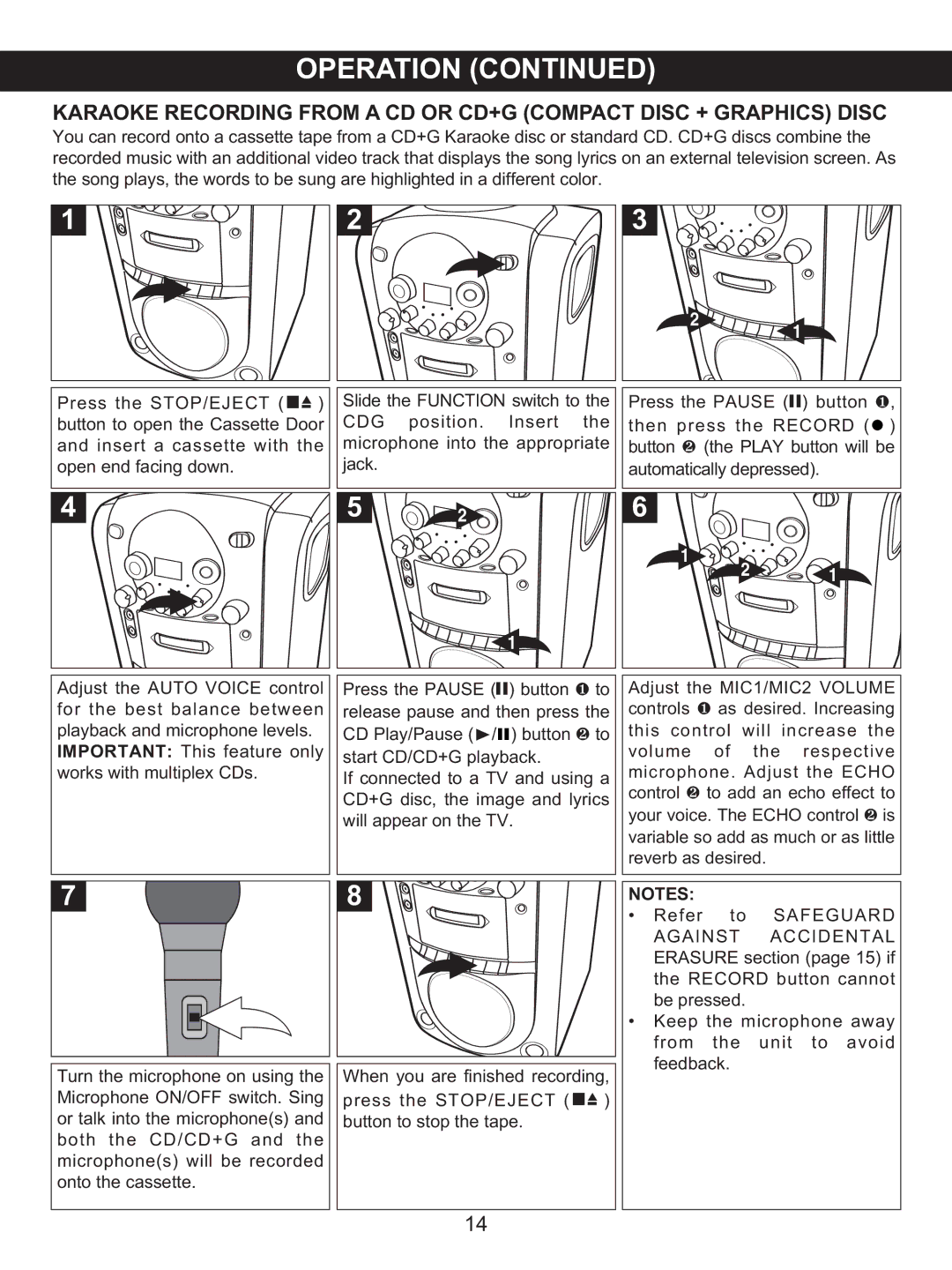 Memorex MKS2422 manual Safeguard 