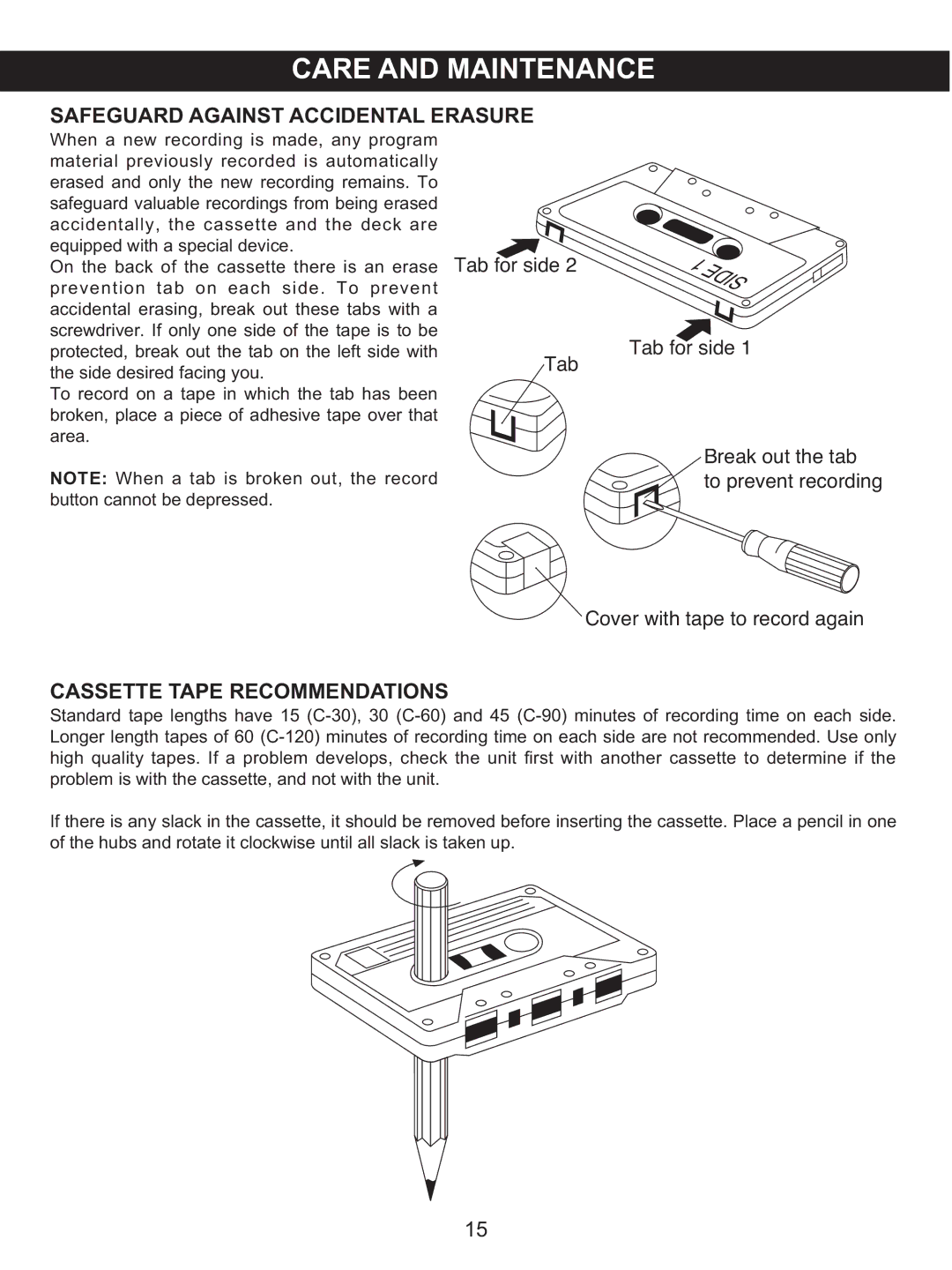 Memorex MKS2422 manual Cassette Tape Recommendations 