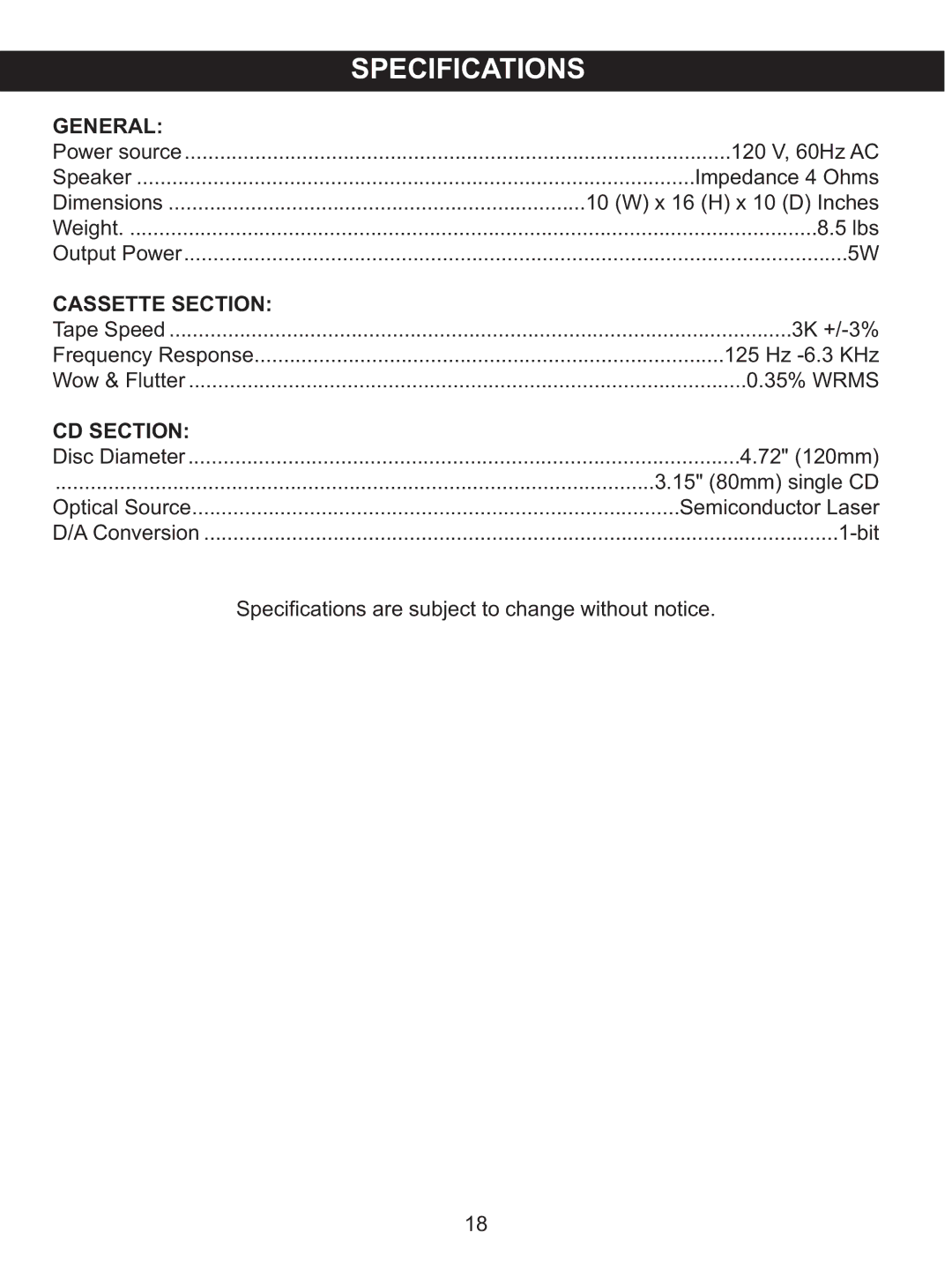 Memorex MKS2422 manual 120 V, 60Hz AC 